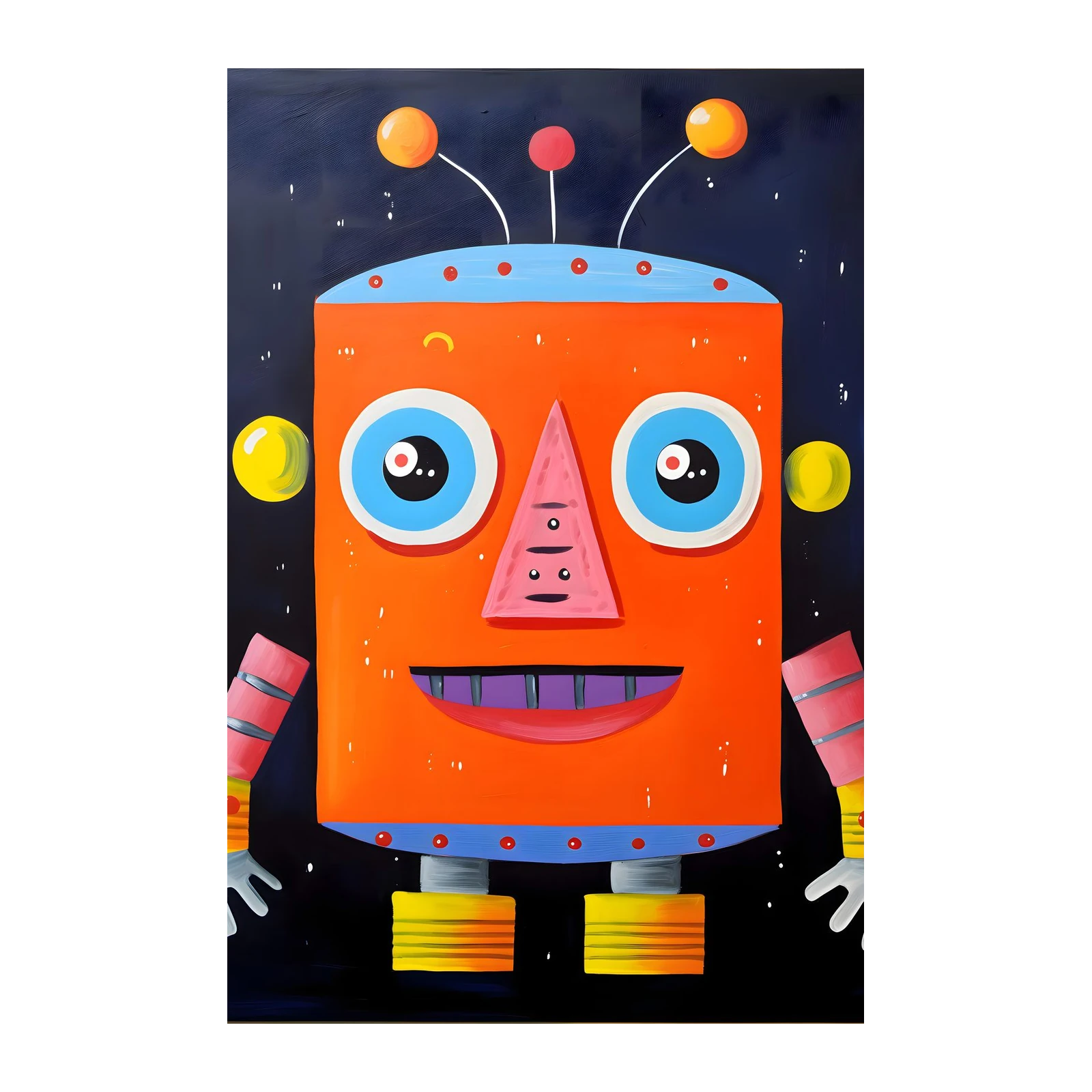Friendly Robot Art Wall Art for Kids' Rooms