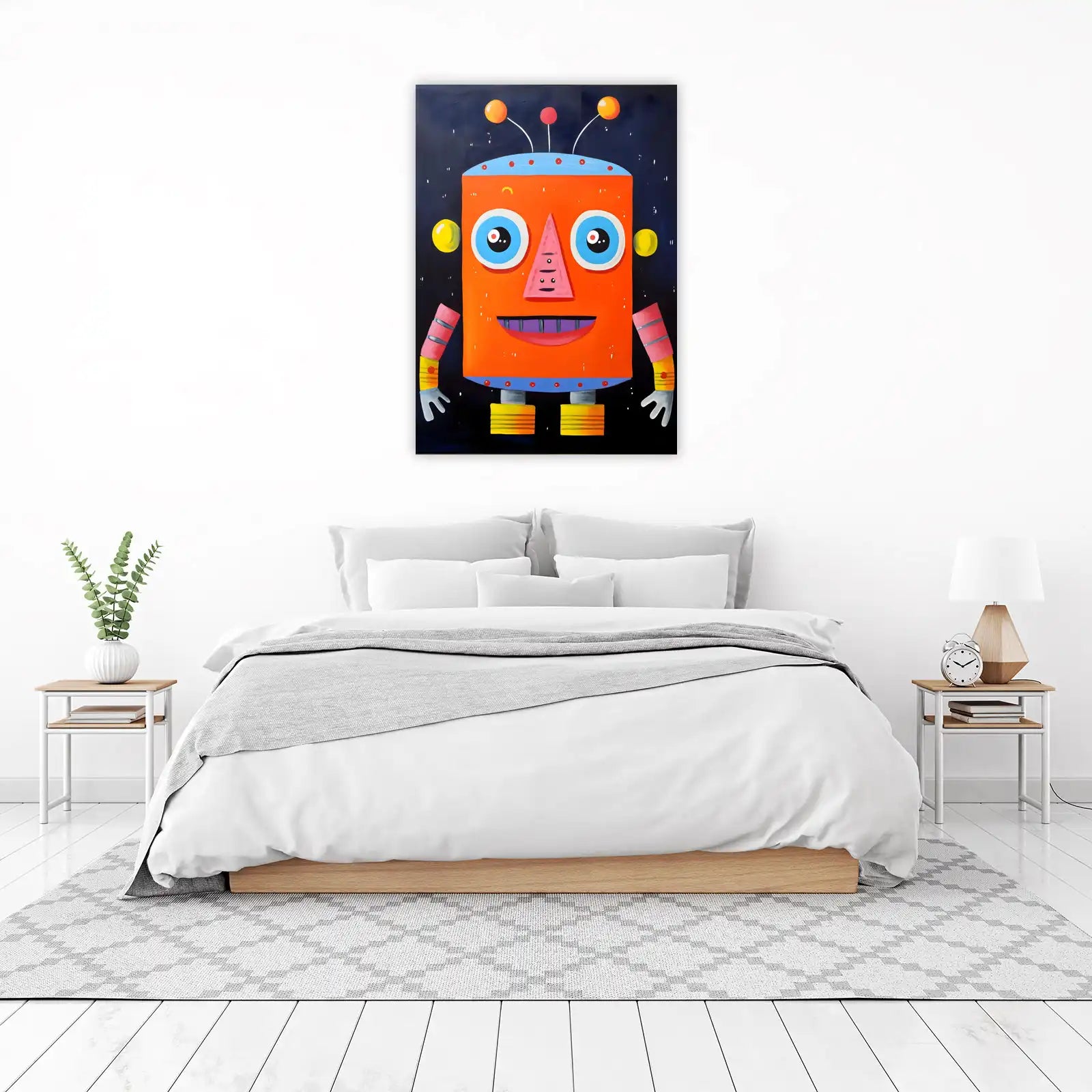 Friendly Robot Art Wall Art for Kids' Rooms