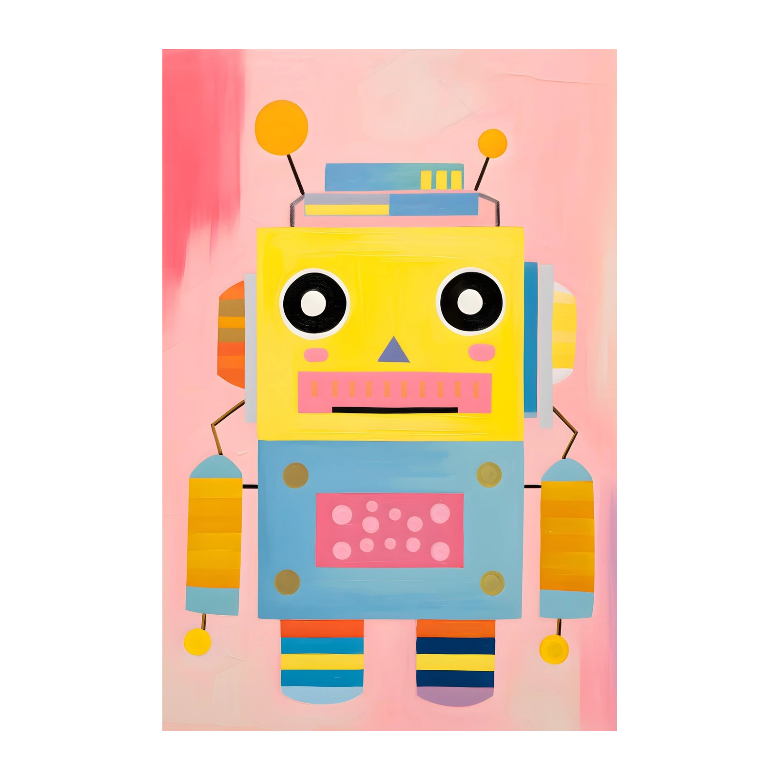 Happy Robot Fun Abstract Wall Art Wall Art