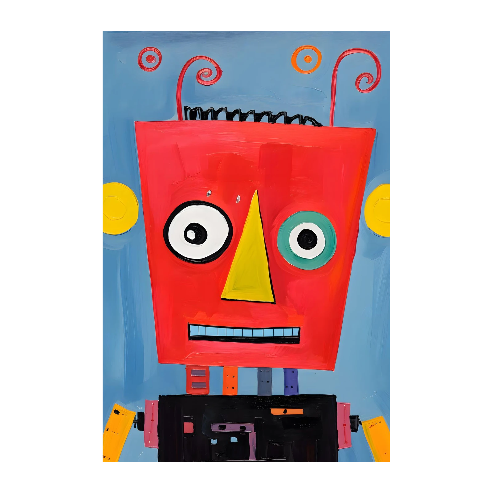 Whimsical Robot Face Pop Art Wall Art