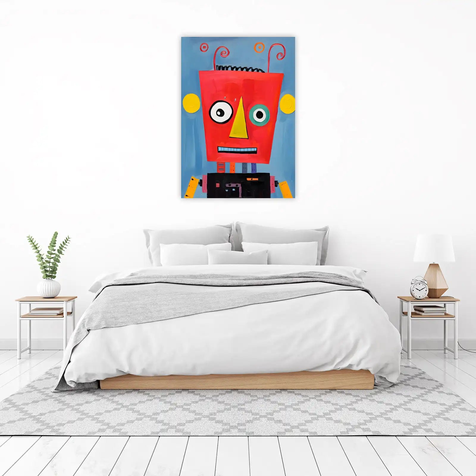 Whimsical Robot Face Pop Art Wall Art