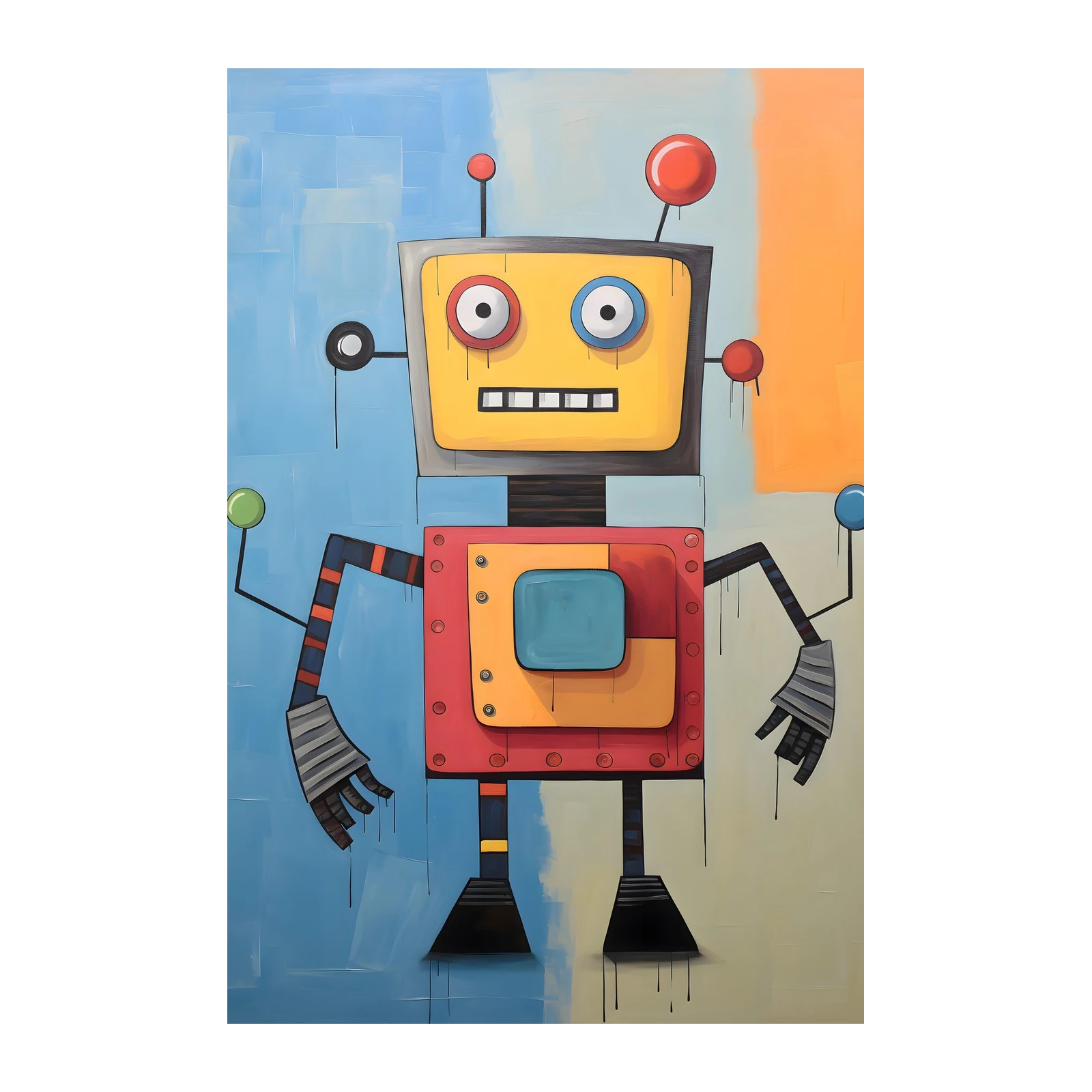 Whimsical Robot Buddy Wall Art