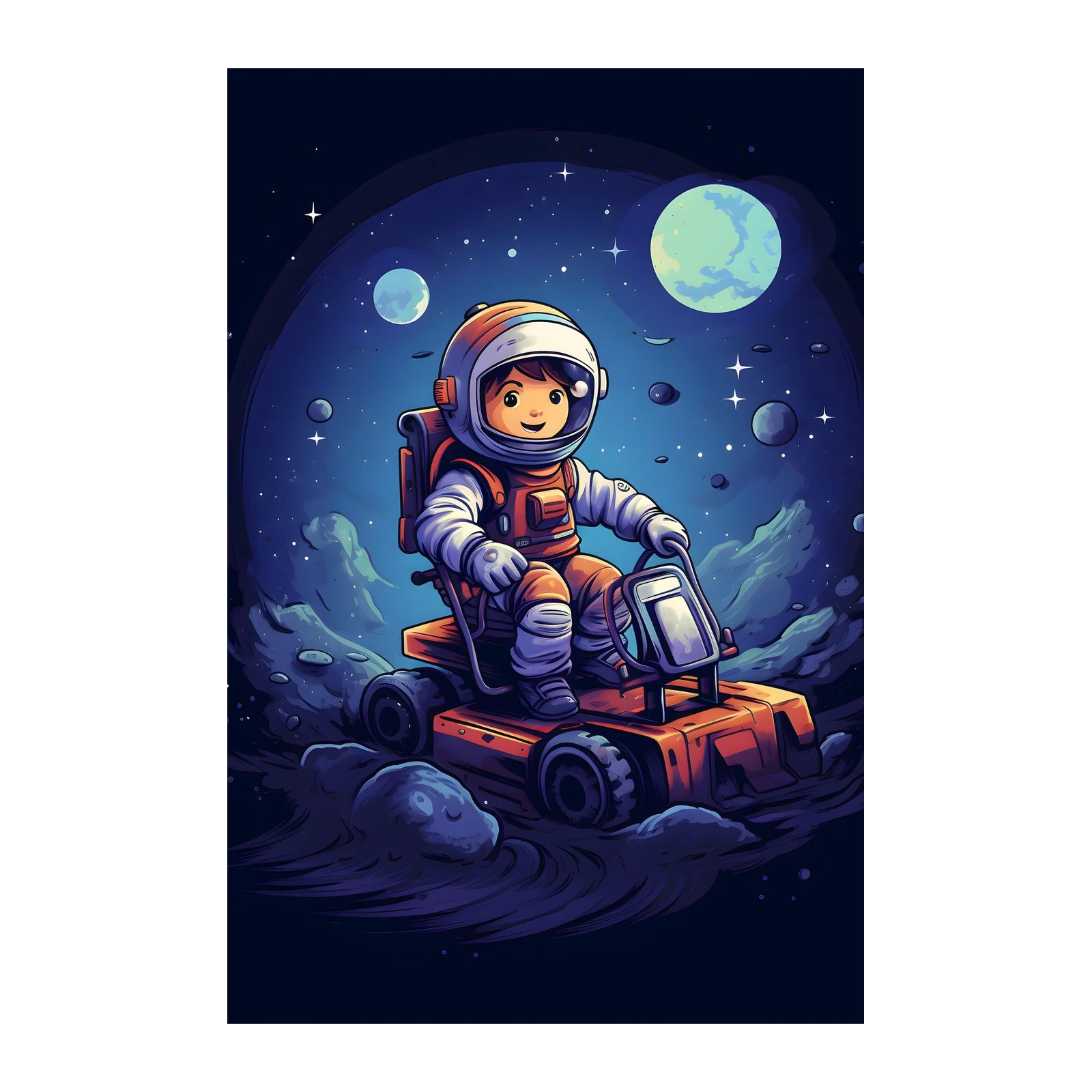 Cute Astronaut Rover Adventure Wall Art