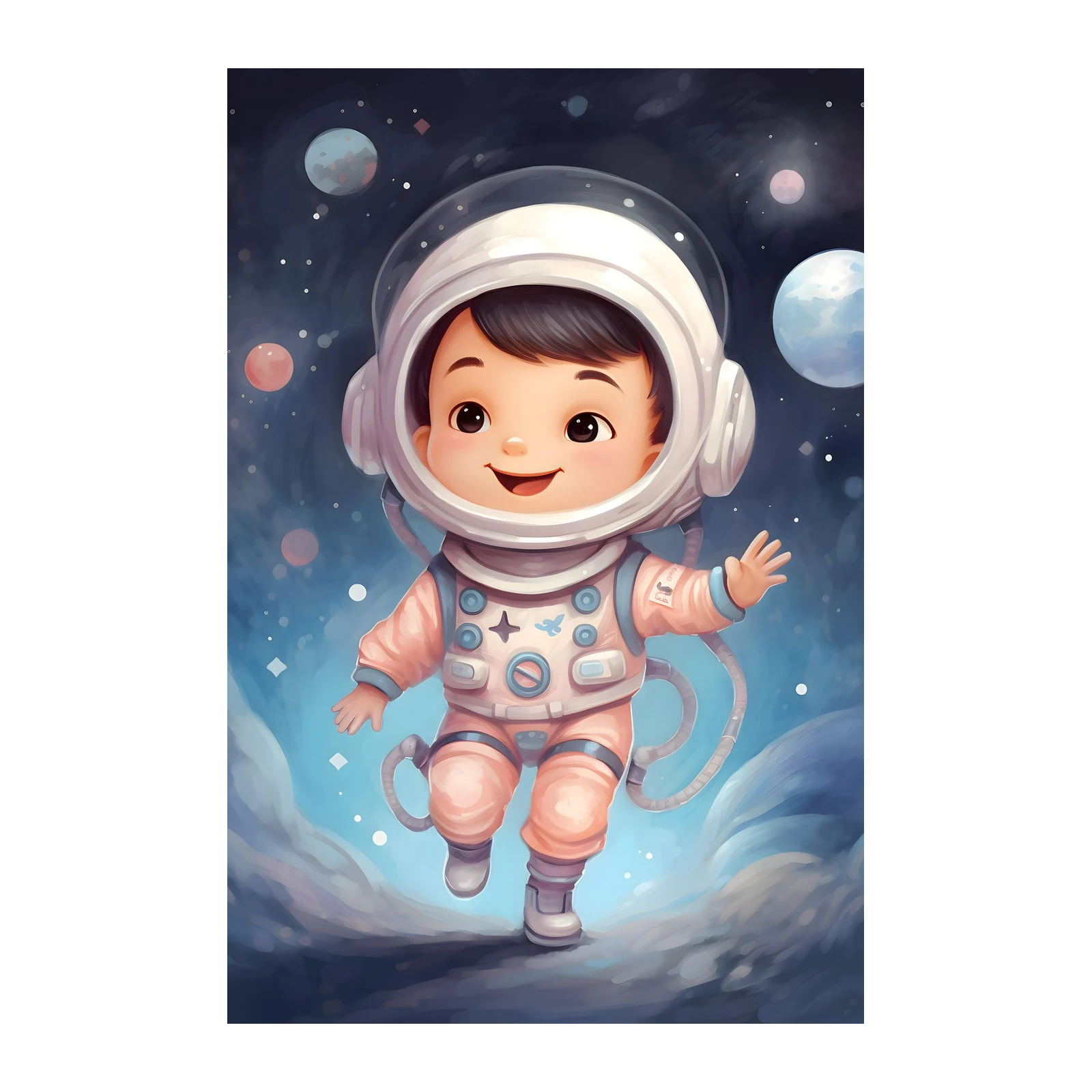 Cute Astronaut Child Space Adventure Wall Art