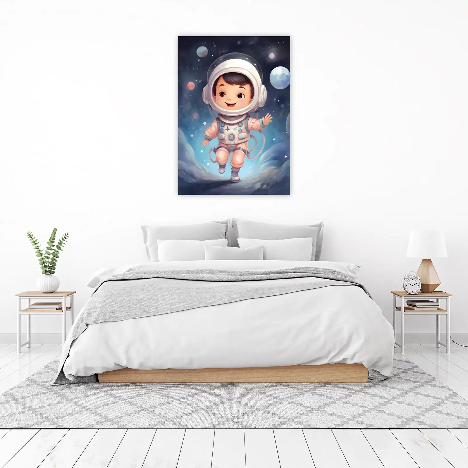 Cute Astronaut Child Space Adventure Wall Art