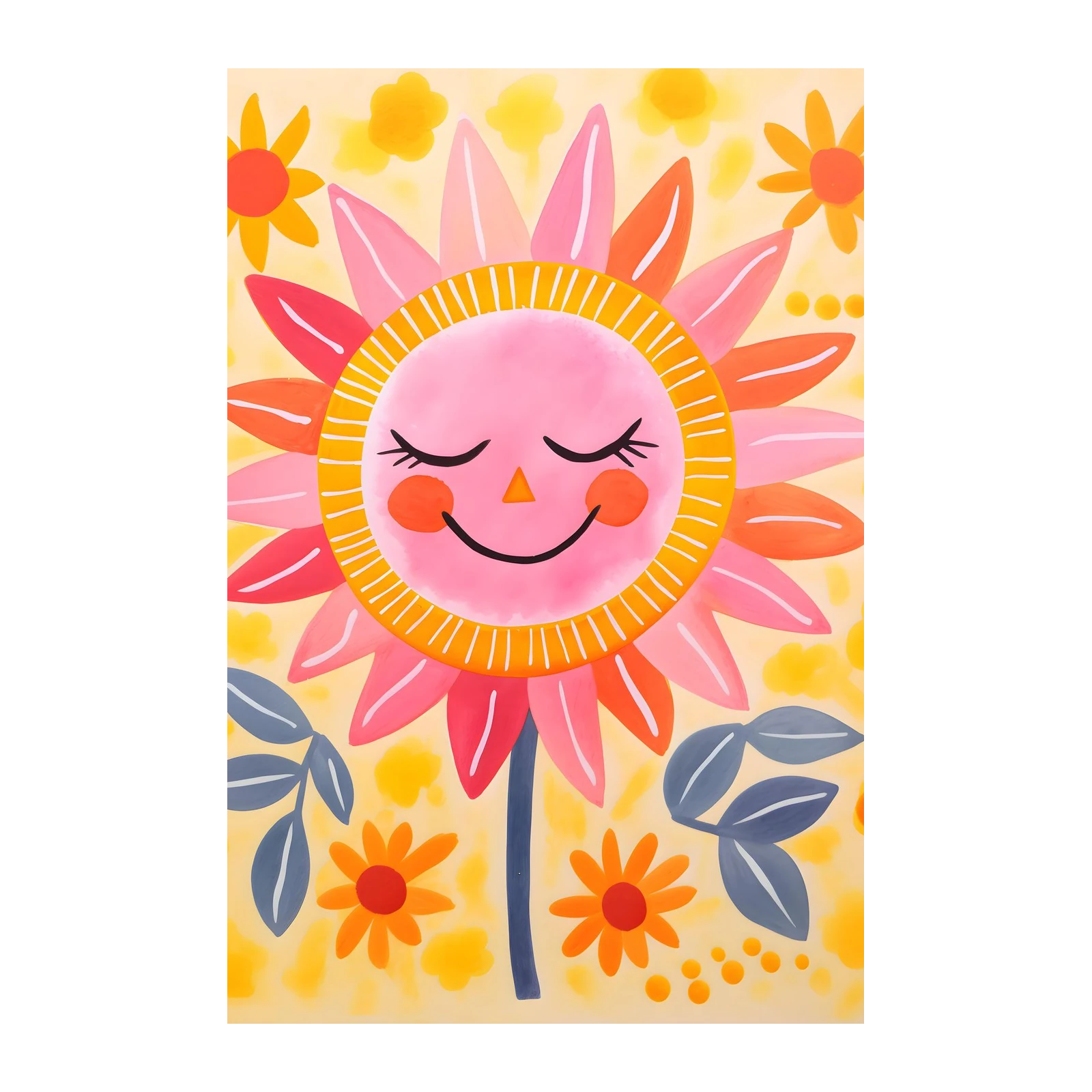 Happy Sun Flower Art Wall Art