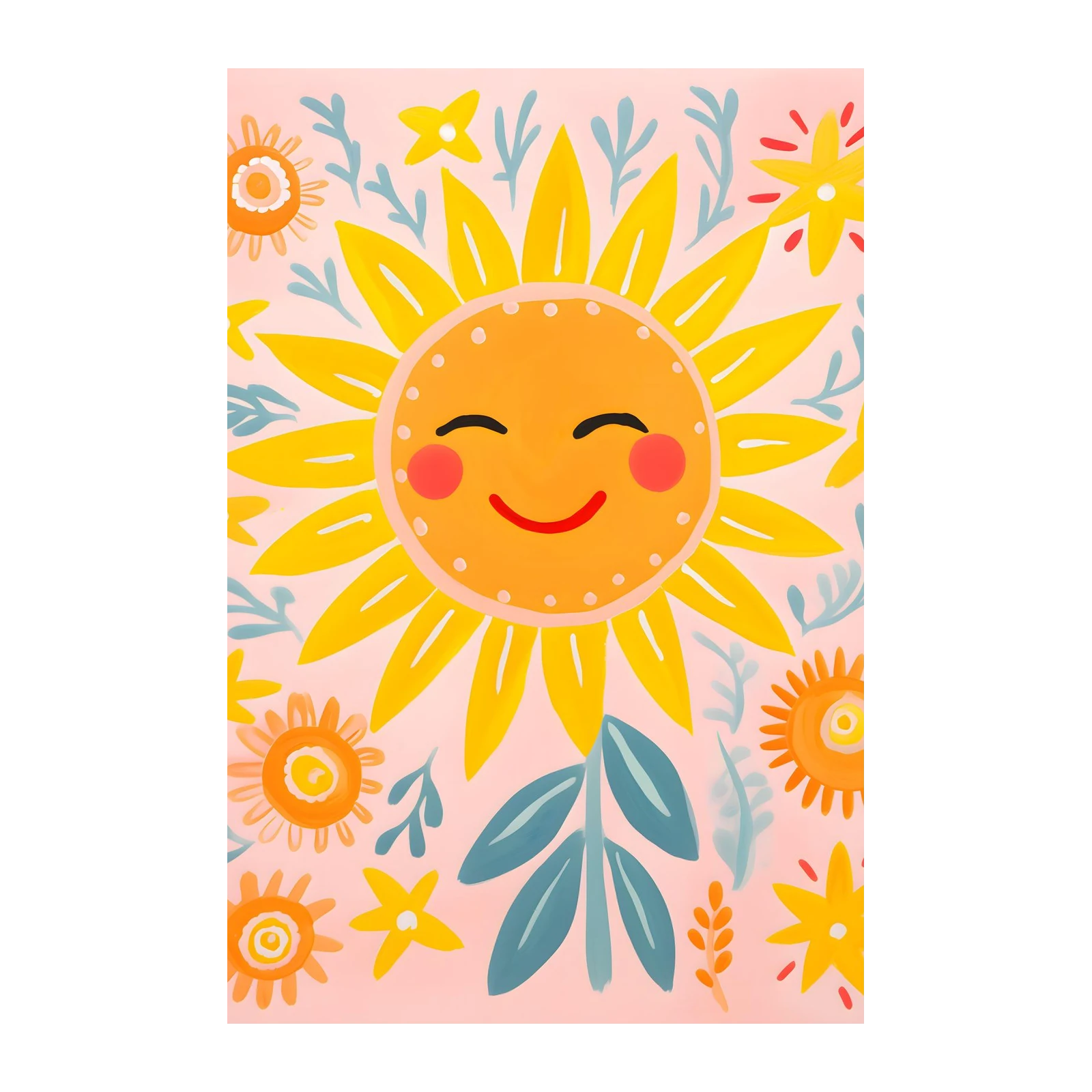 Happy Sunshine Floral Art Wall Art