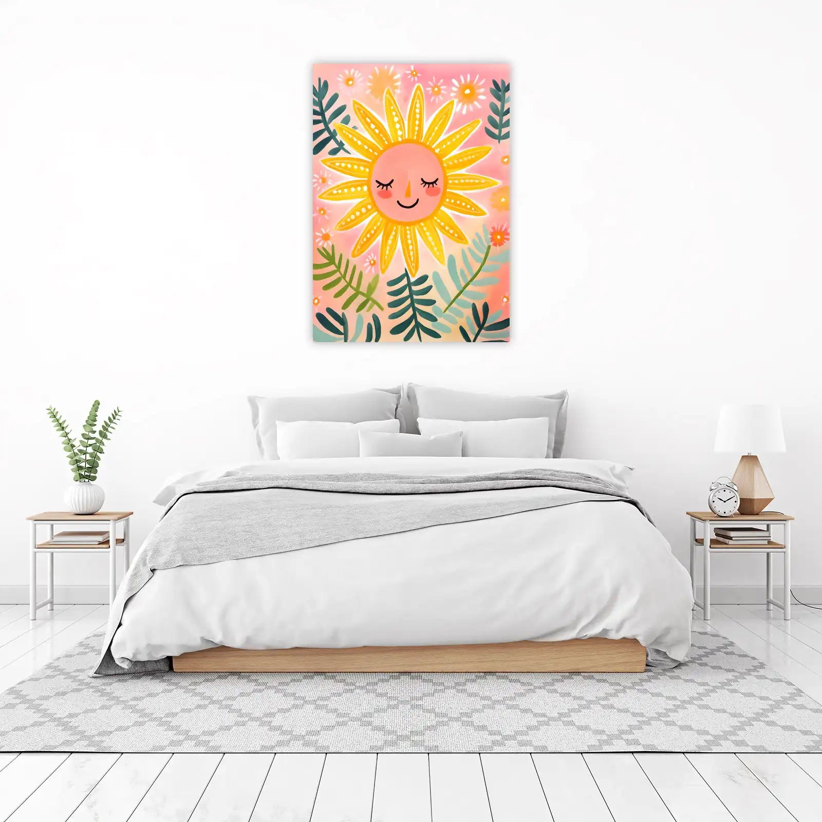 Happy Sun Boho Floral Wall Art