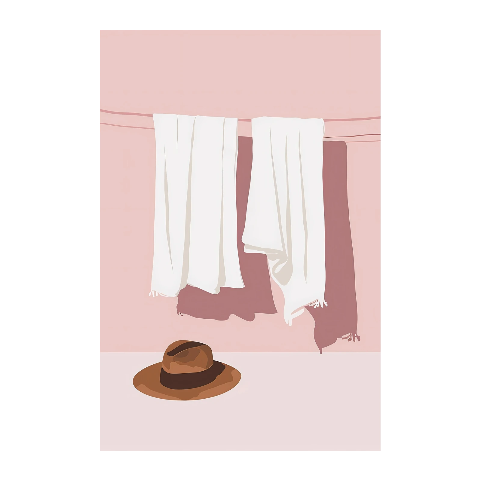 Minimalist Linen & Hat Wall Art