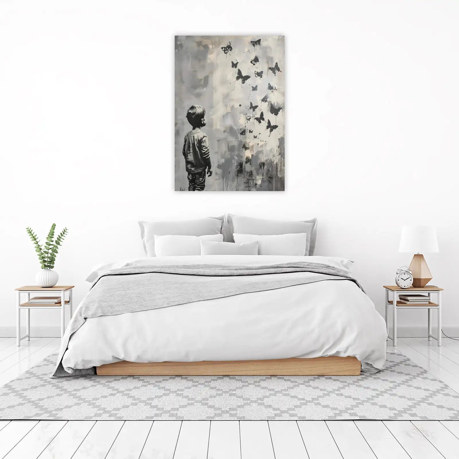 Boy Watching Butterflies Modern Art Wall Art