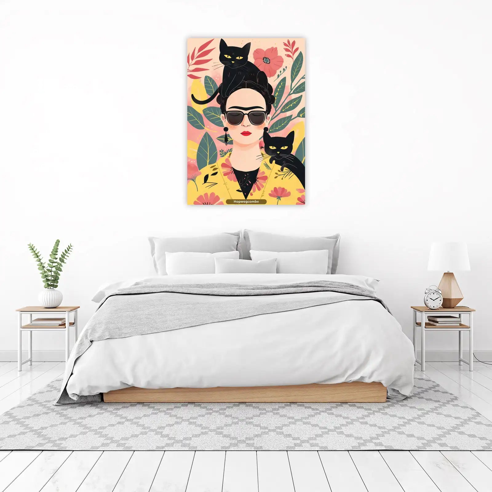 Frida Kahlo Black Cat Floral Wall Art
