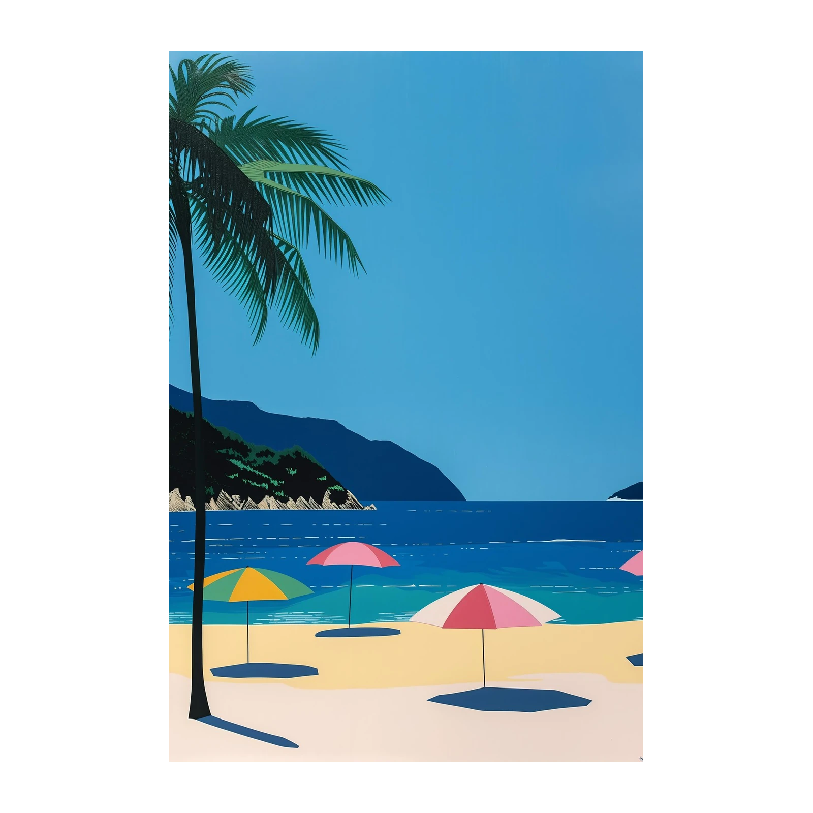 Tropical Beach Paradise Palm Tree Wall Art