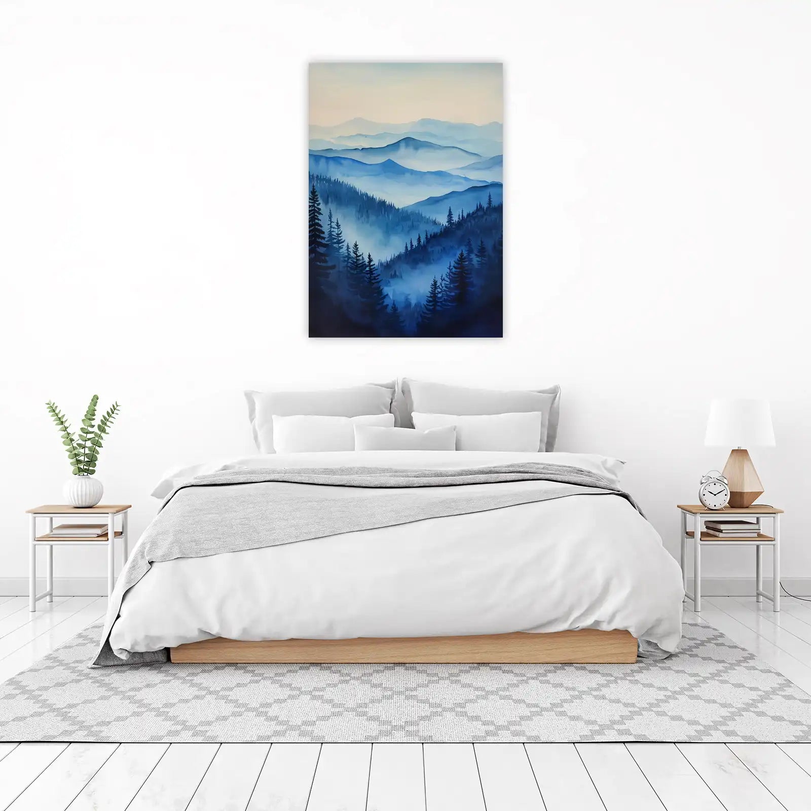 Misty Blue Mountains & Pines Wall Art