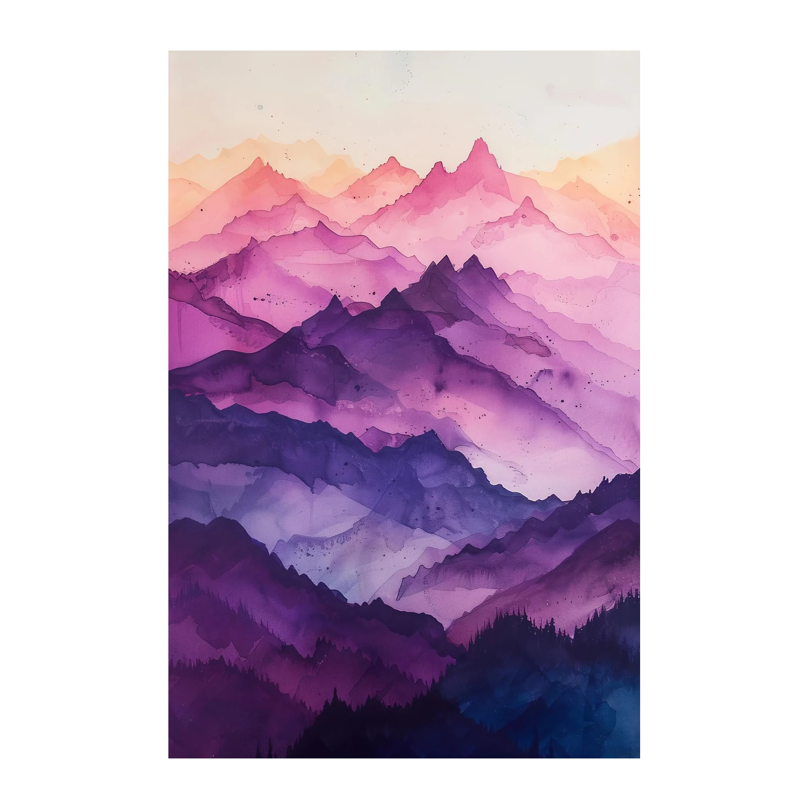 Purple Mountain Vista Watercolor Wall Art