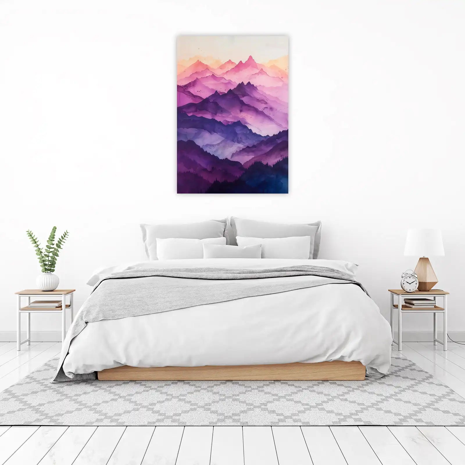 Purple Mountain Vista Watercolor Wall Art