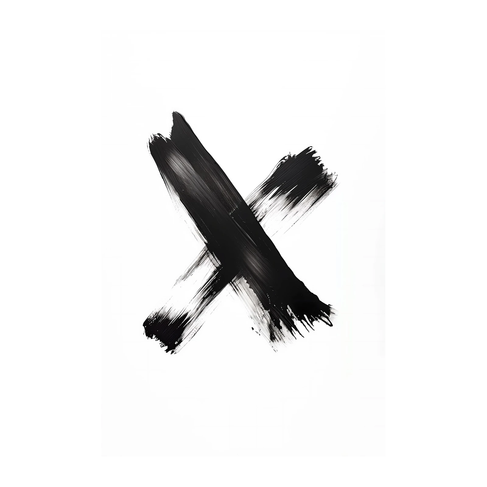 Bold Black X Brushstroke Wall Art