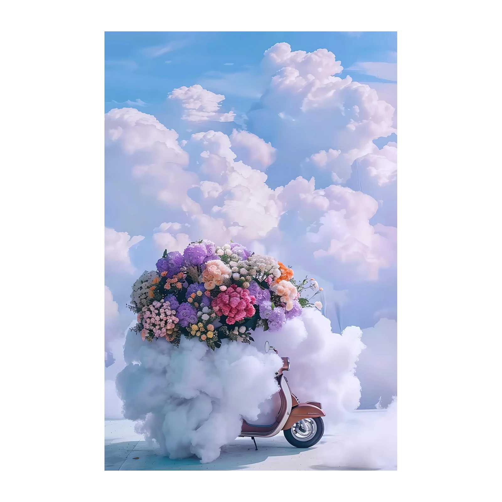 Dreamy Floral Scooter Cloud Wall Art