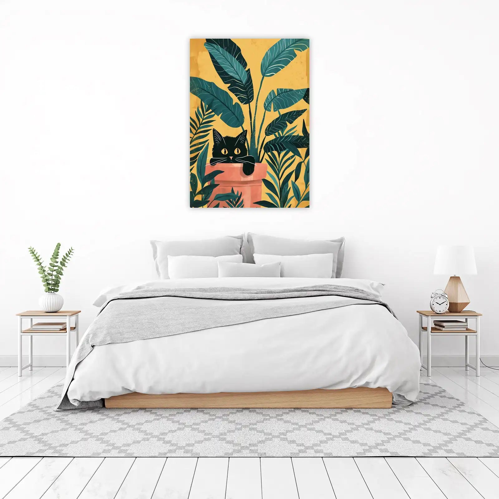 Black Cat Jungle Plant Wall Art