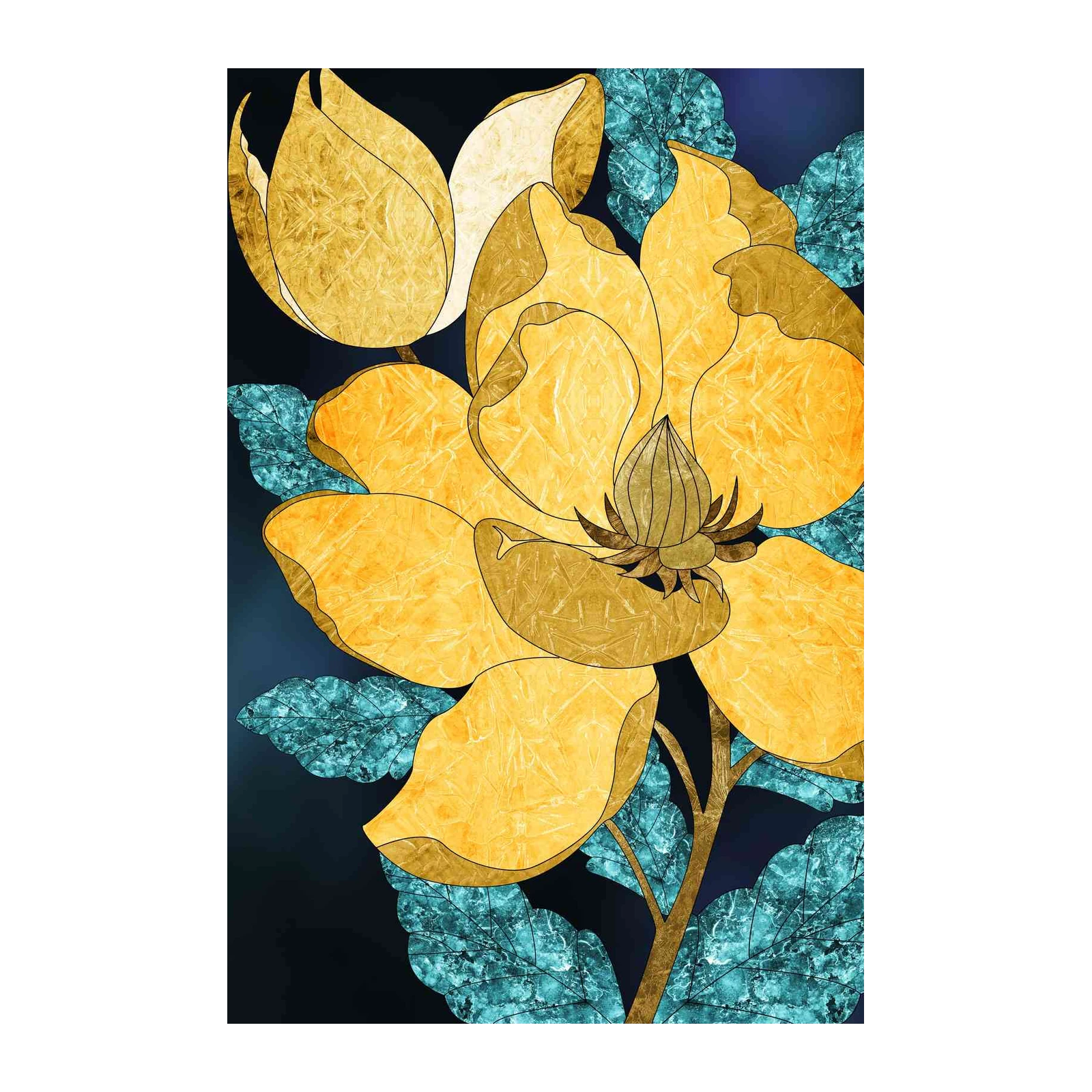 Vibrant Yellow Floral Abstract Wall Art