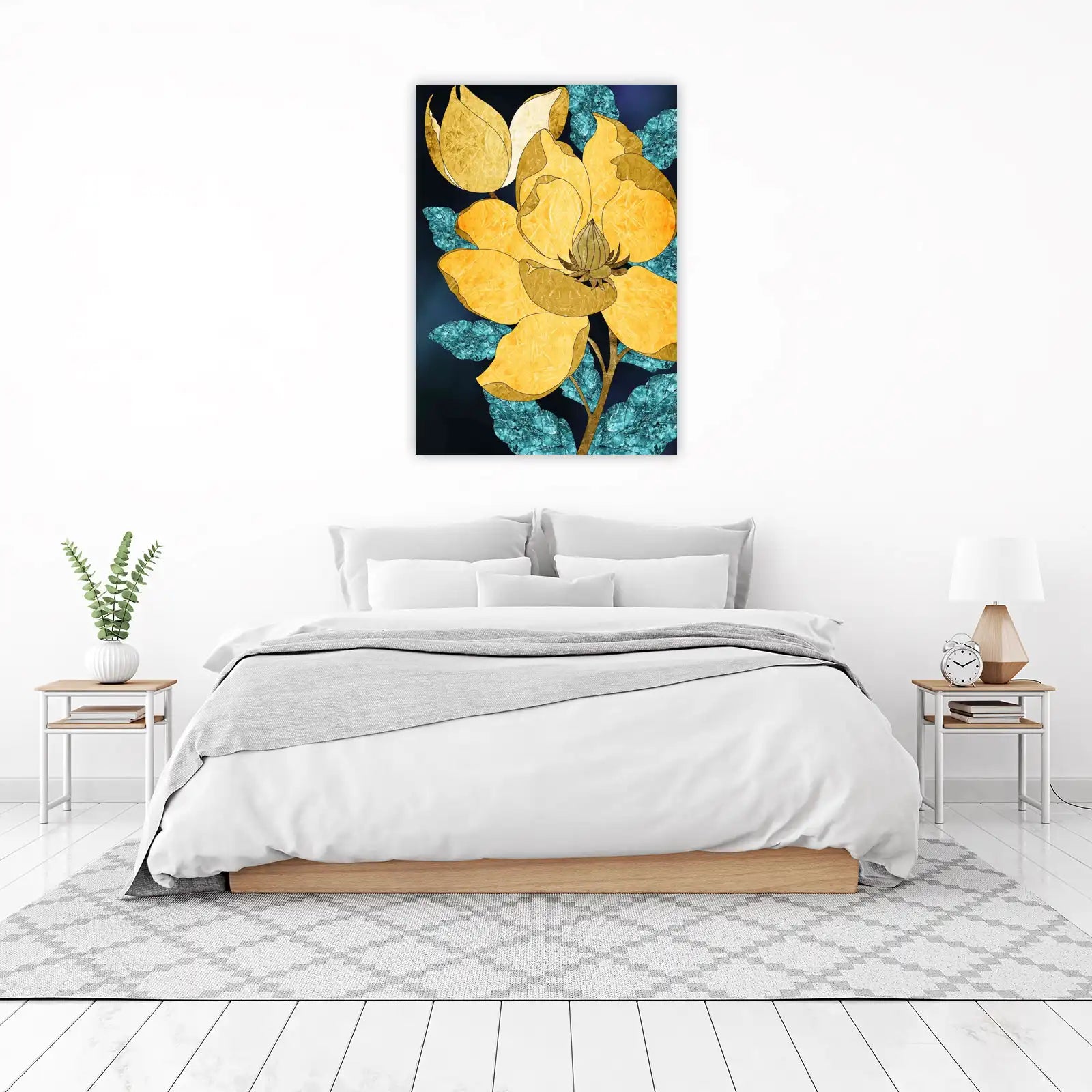 Vibrant Yellow Floral Abstract Wall Art