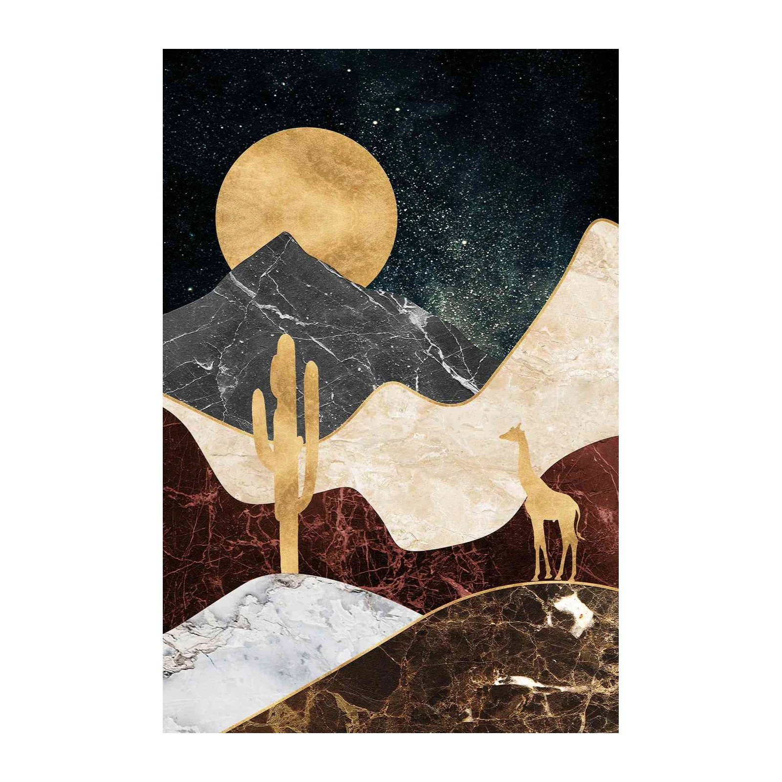 Golden Desert Night Giraffe Wall Art