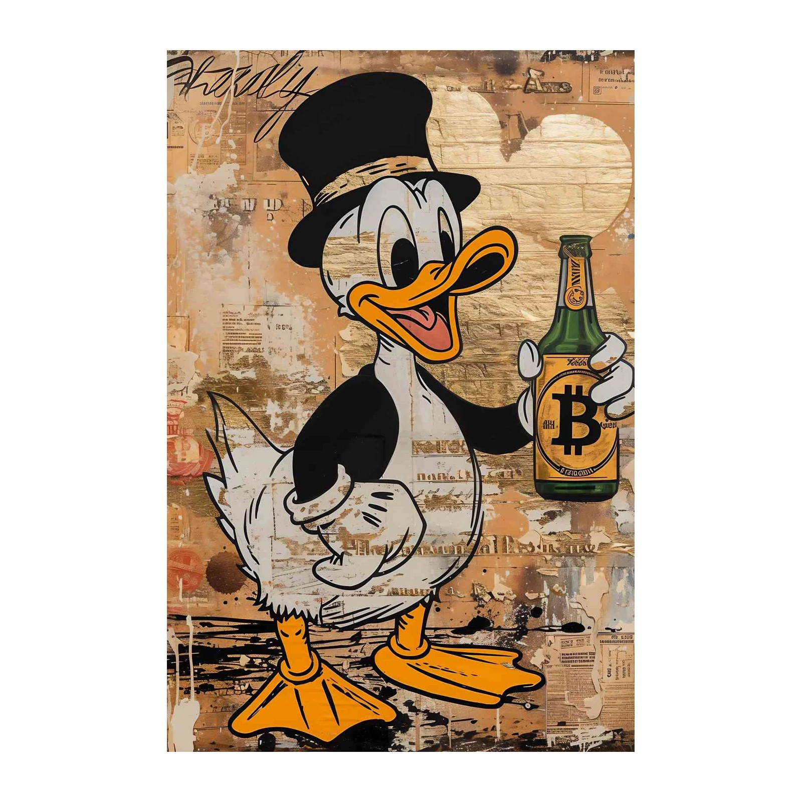Bitcoin Duck Top Hat Cheers Wall Art