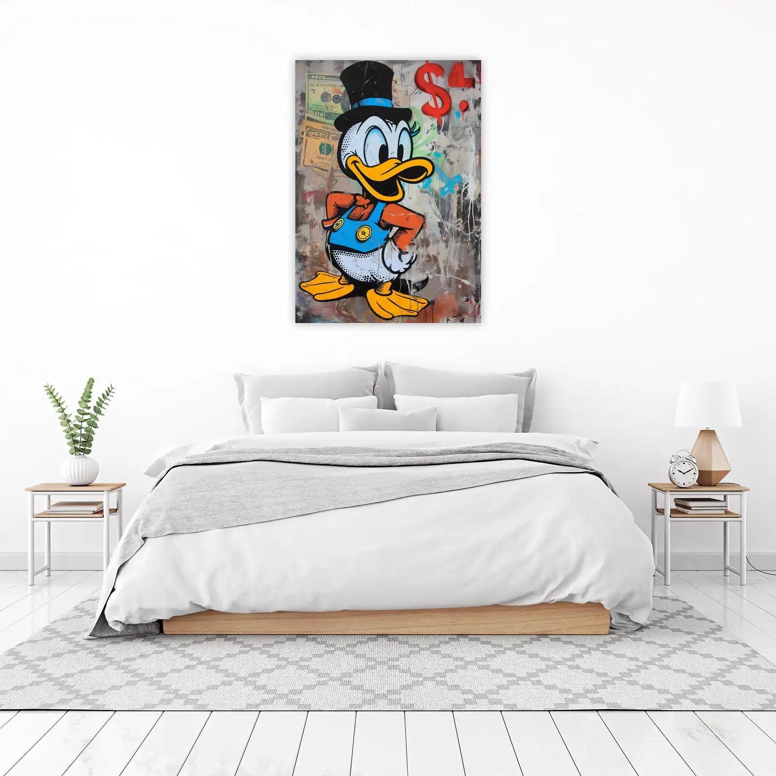 Graffiti Donald Duck Dollar Signs Wall Art