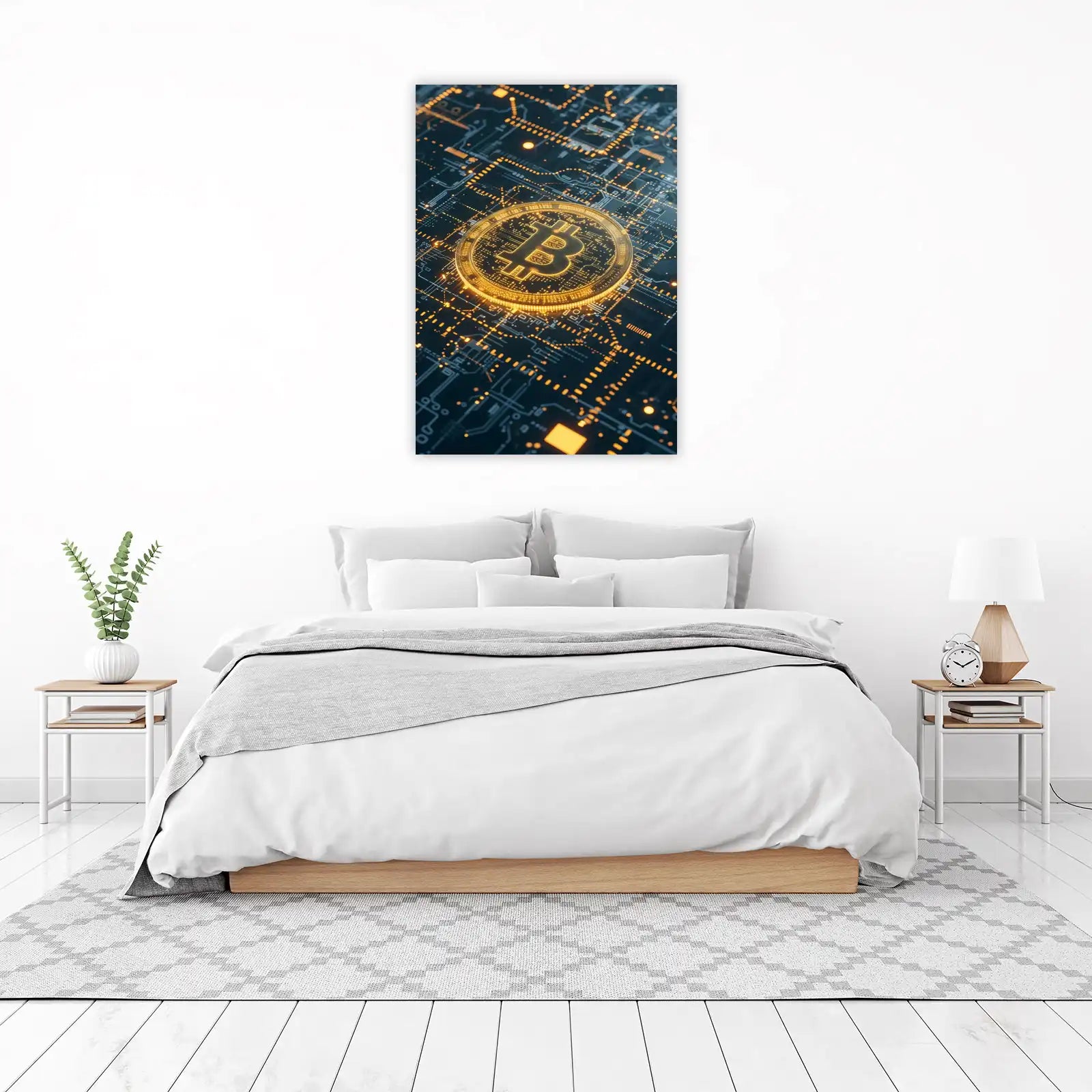 Golden Bitcoin Circuit Board Wall Art