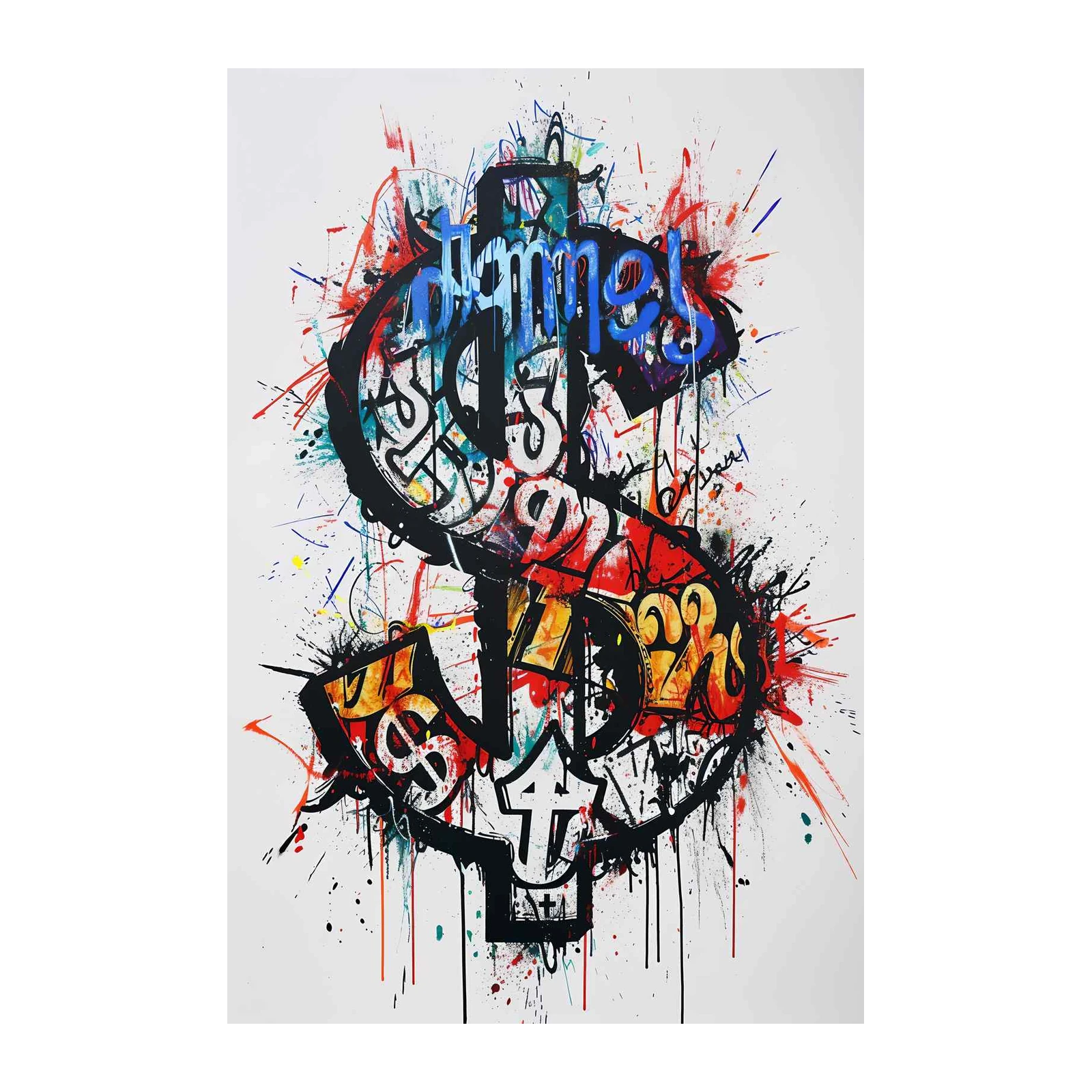 Bold Dollar Sign Graffiti Wall Art