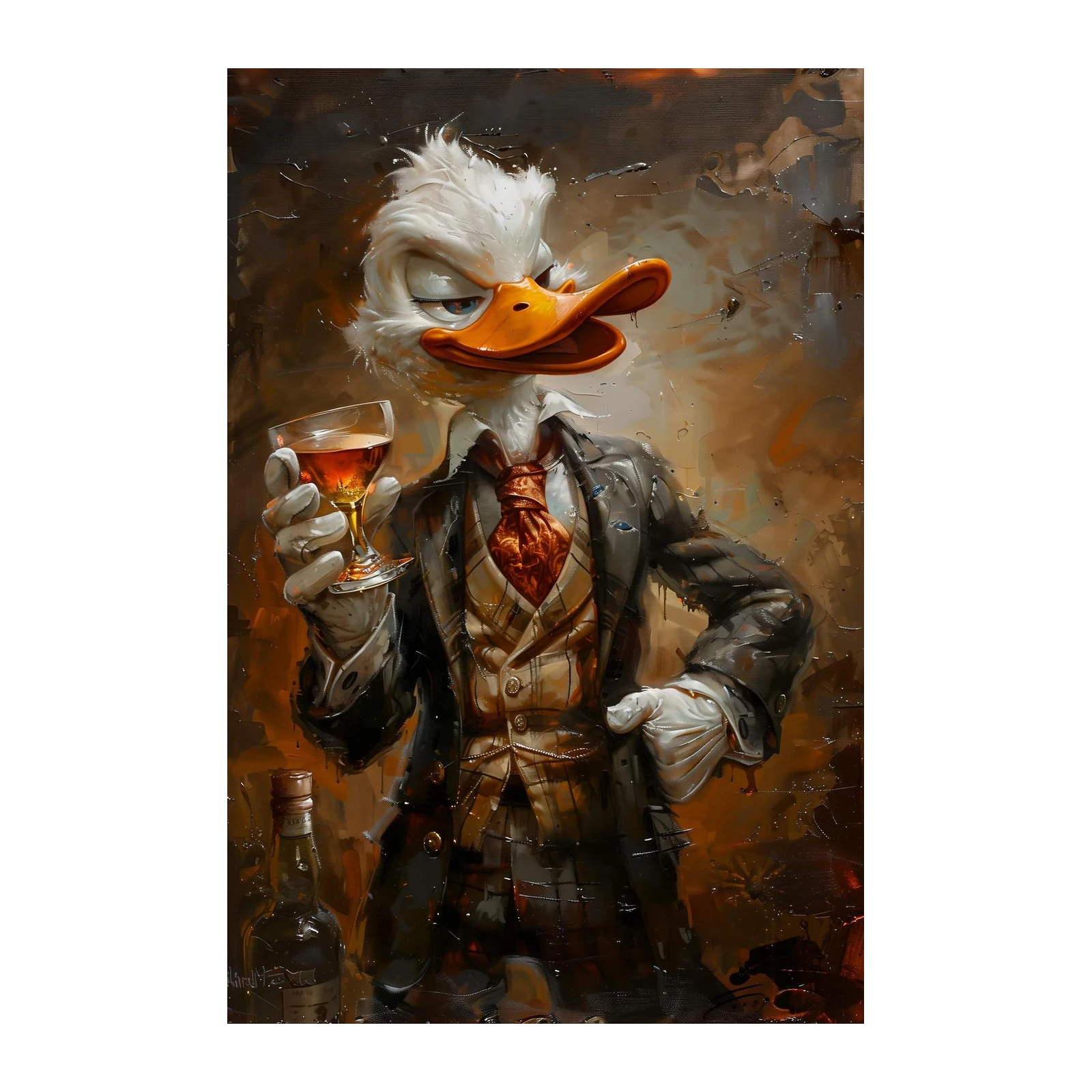 Dapper Duck Whiskey Portrait Wall Art