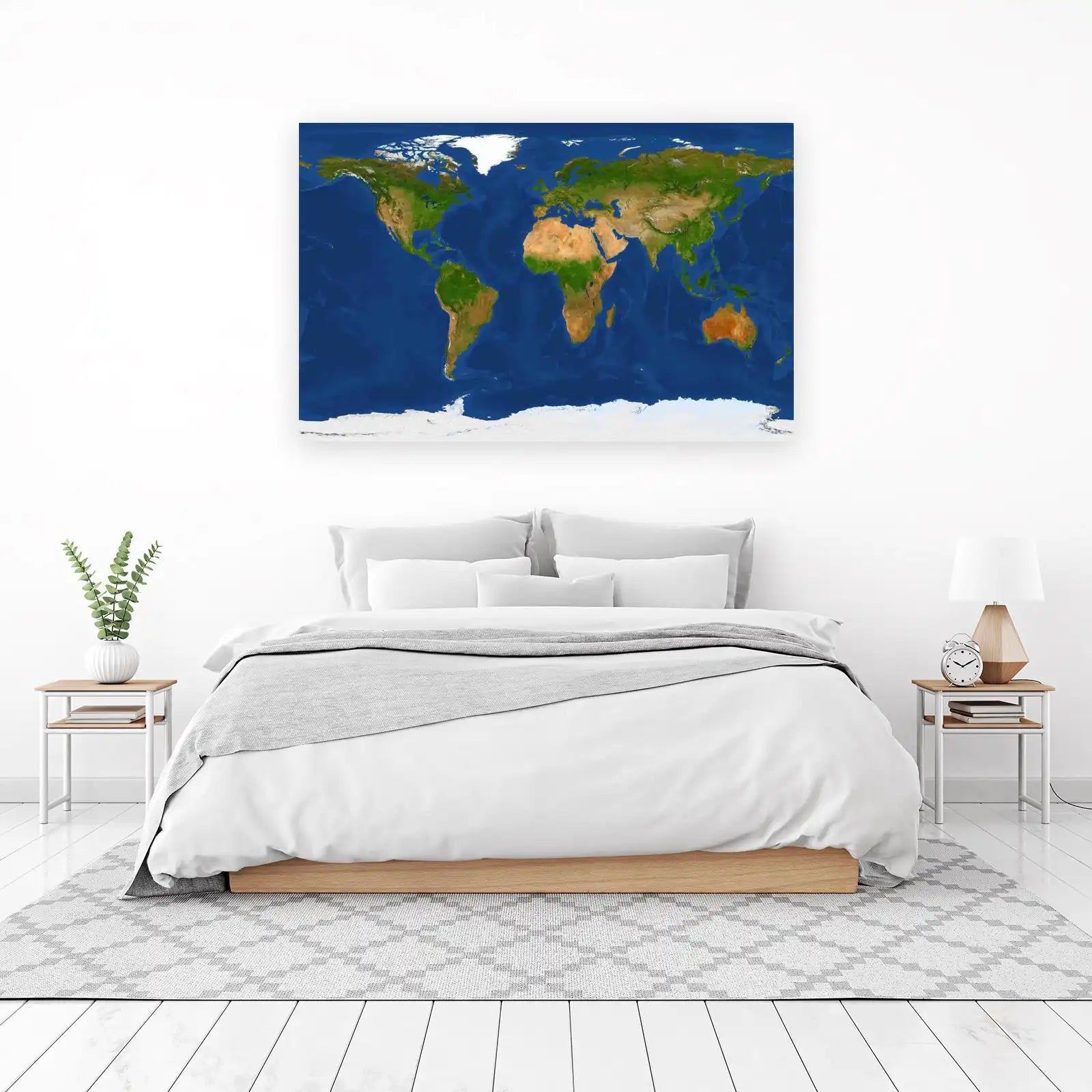 World Map Satellite View Wall Art