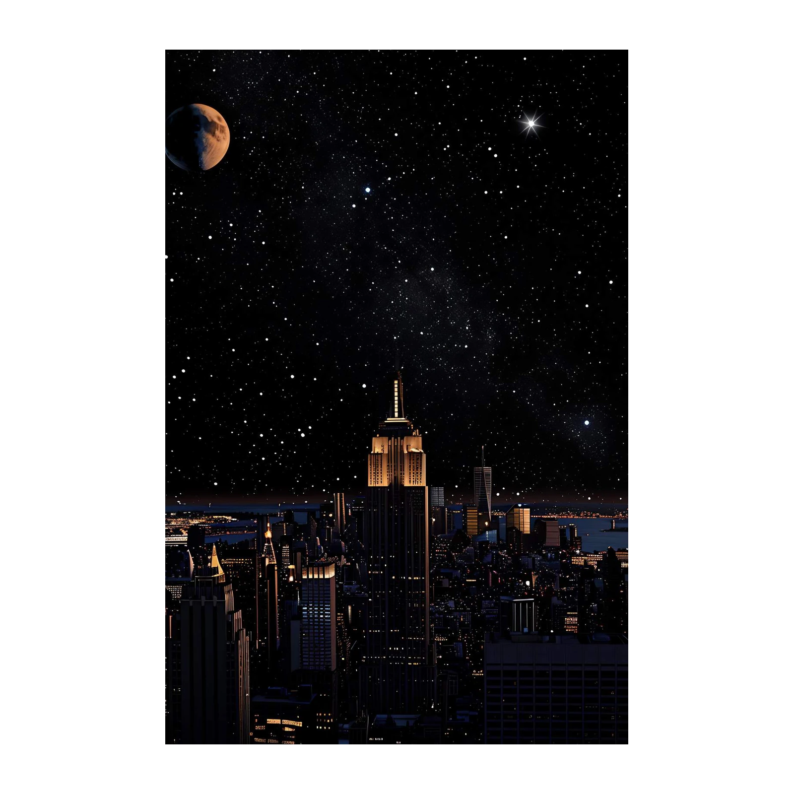 NYC Empire State Under Stars Wall Art