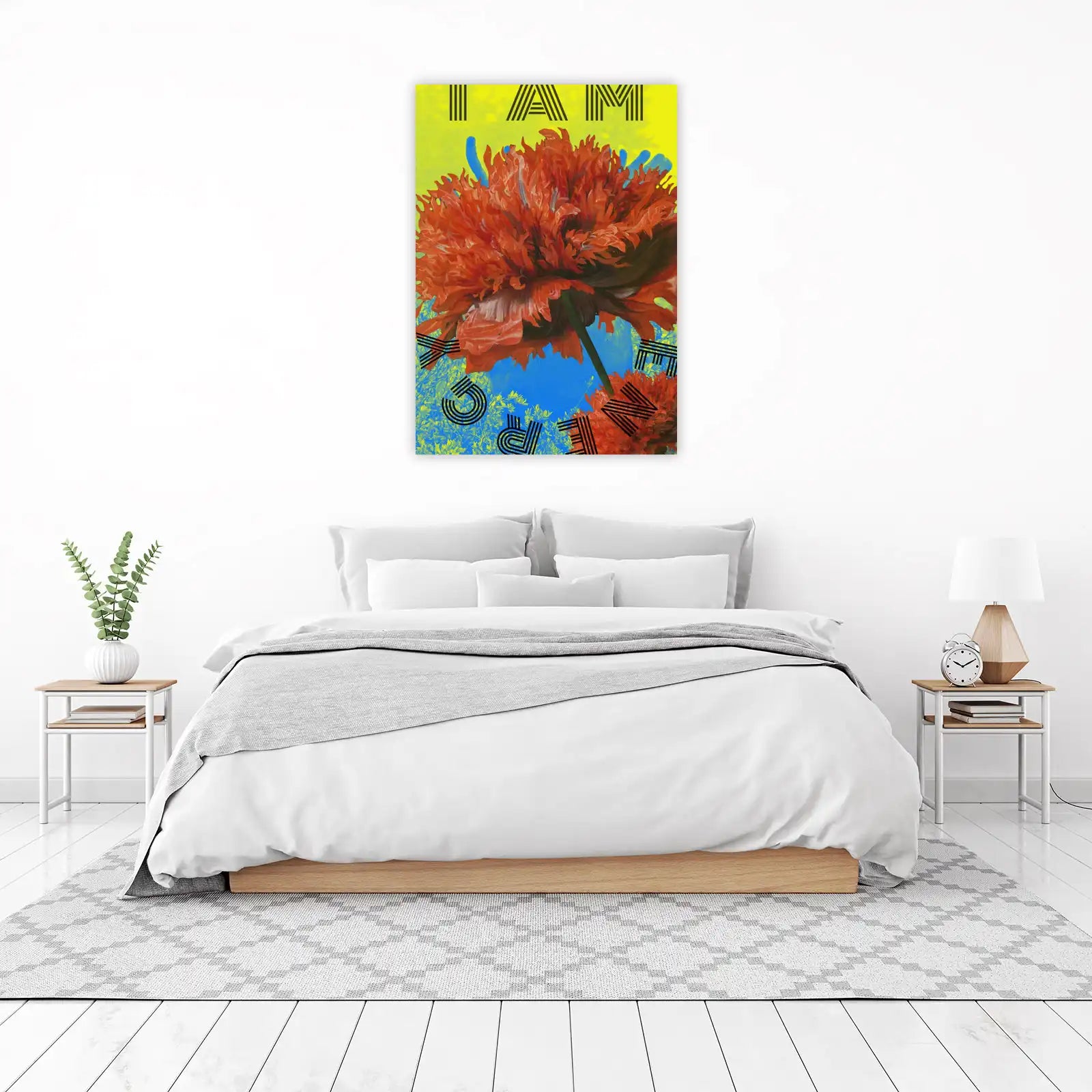 Vibrant Floral "I Am" Statement Wall Art