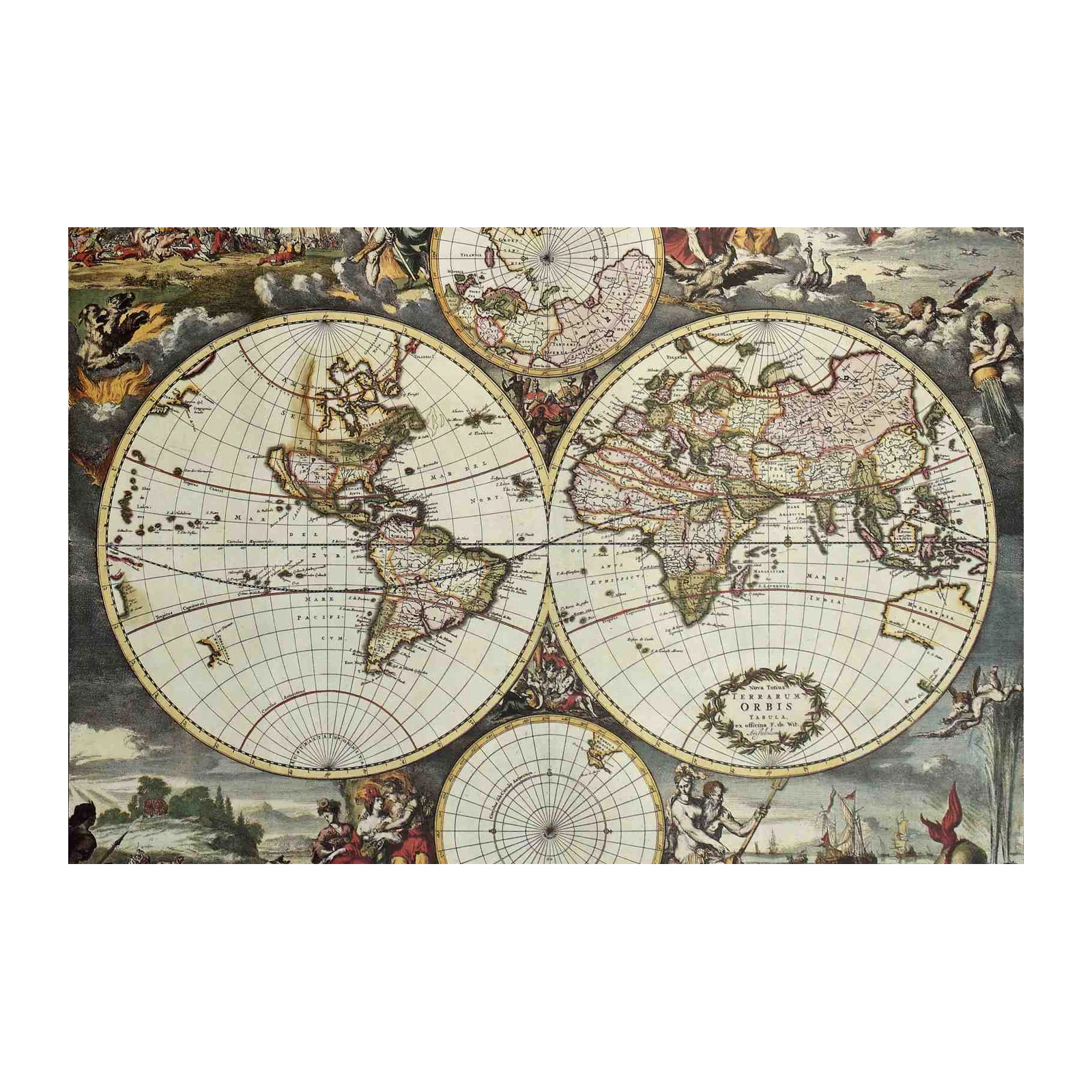 Vintage World Map Historical Wall Art
