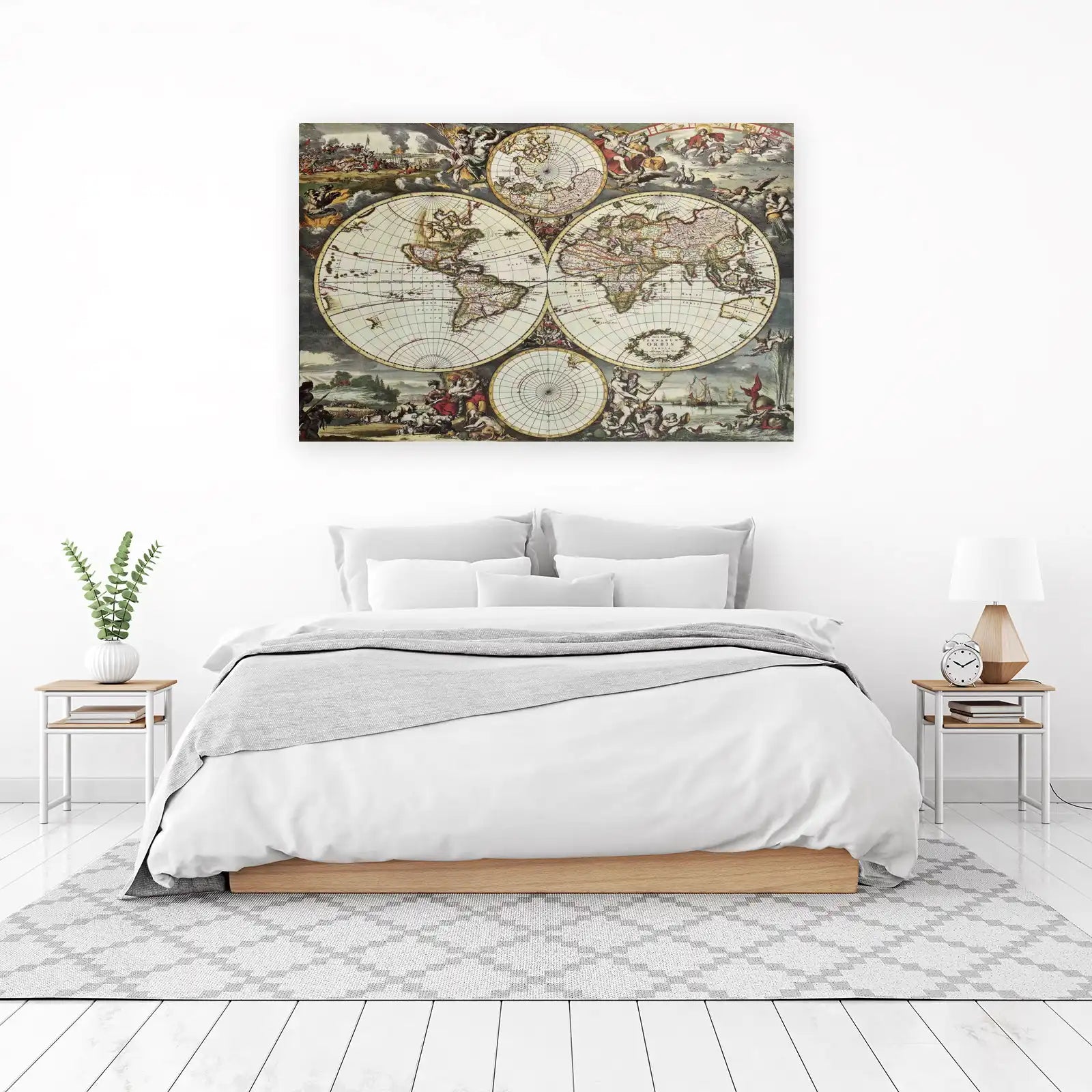 Vintage World Map Historical Wall Art