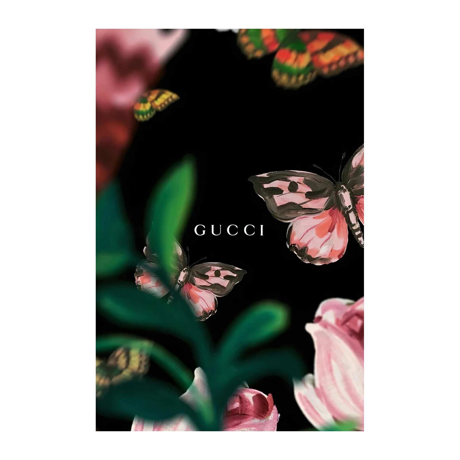 Elegant Butterfly & Floral Gucci Wall Art