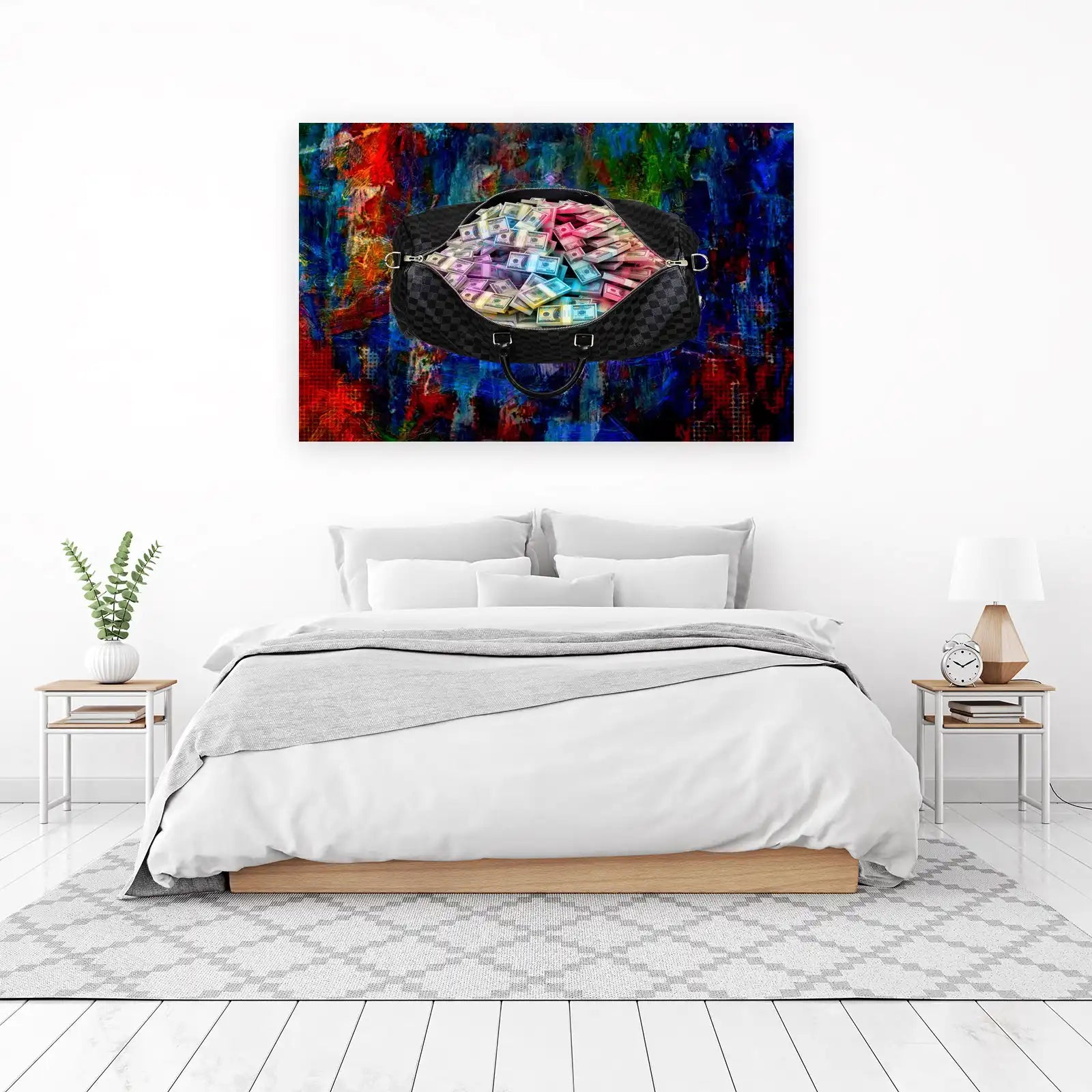 Luxury Money Bag Vibrant Abstract Wall Art