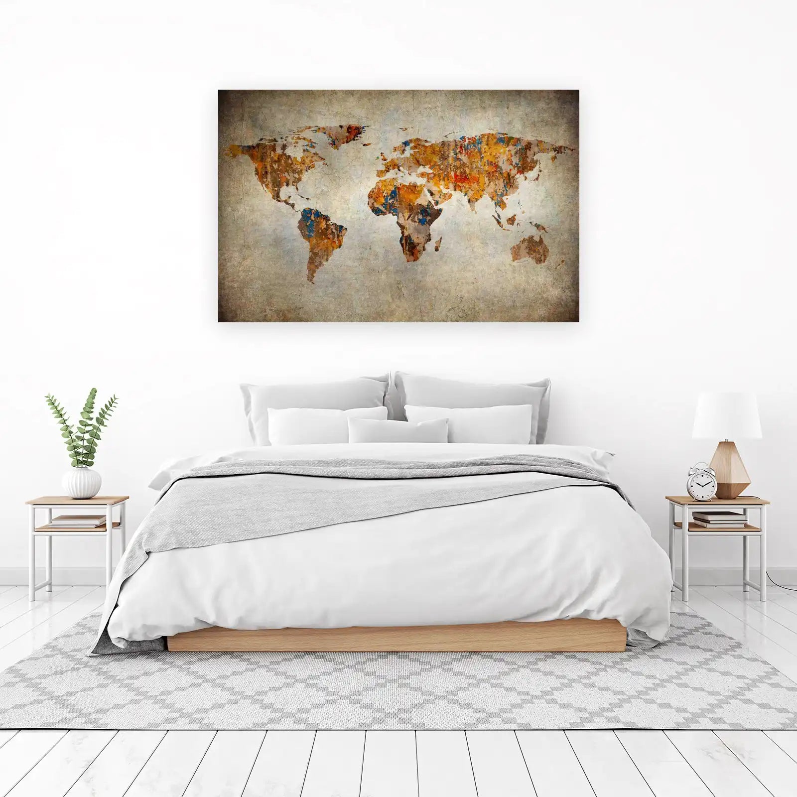 Vintage World Map Textured Wall Art