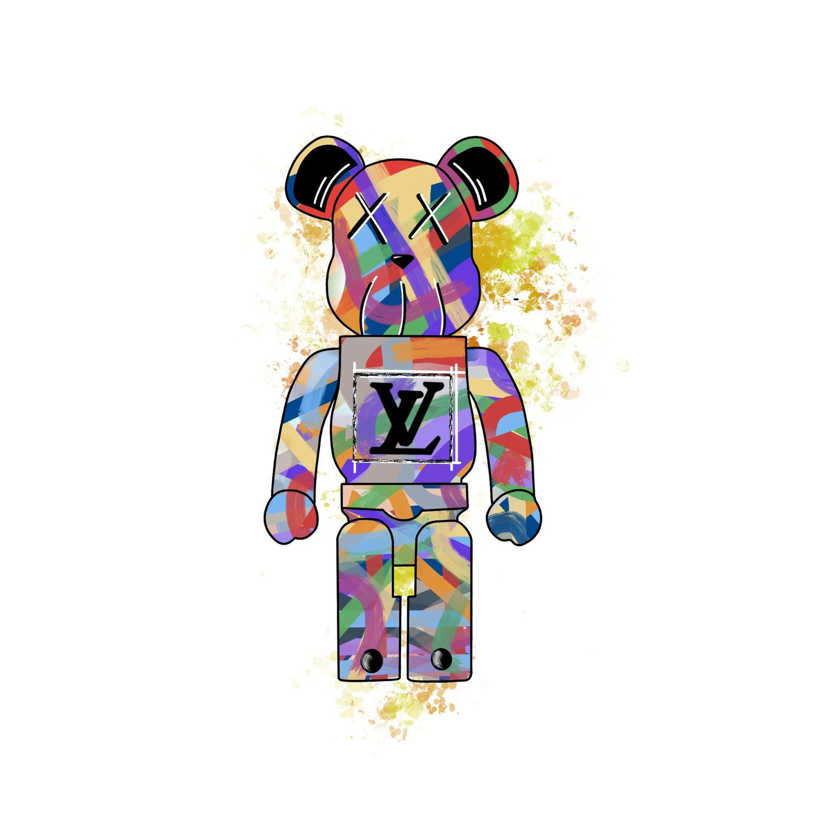 Vibrant Bearbrick KAWS LV Art Wall Art