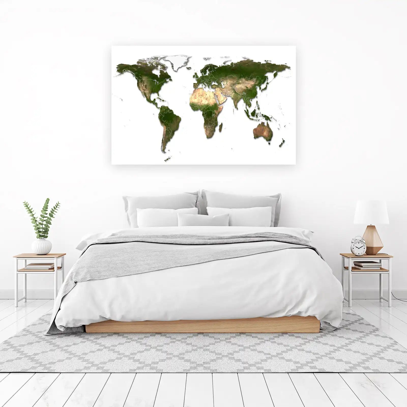 Earth Satellite World Map Wall Art