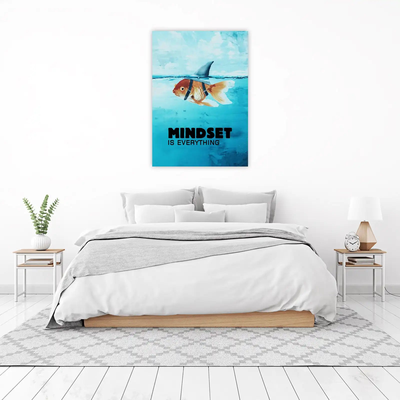 Goldfish Shark Fin Mindset Motivational Wall Art