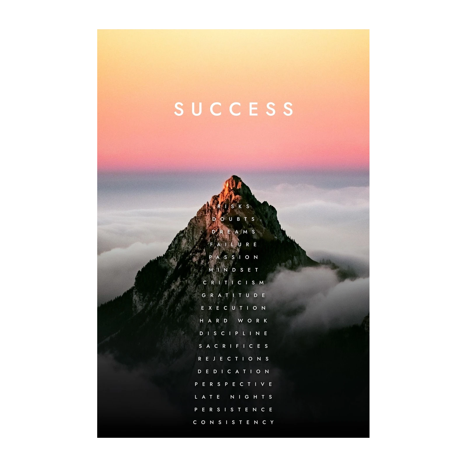 Success Mountain Motivational Wall Art