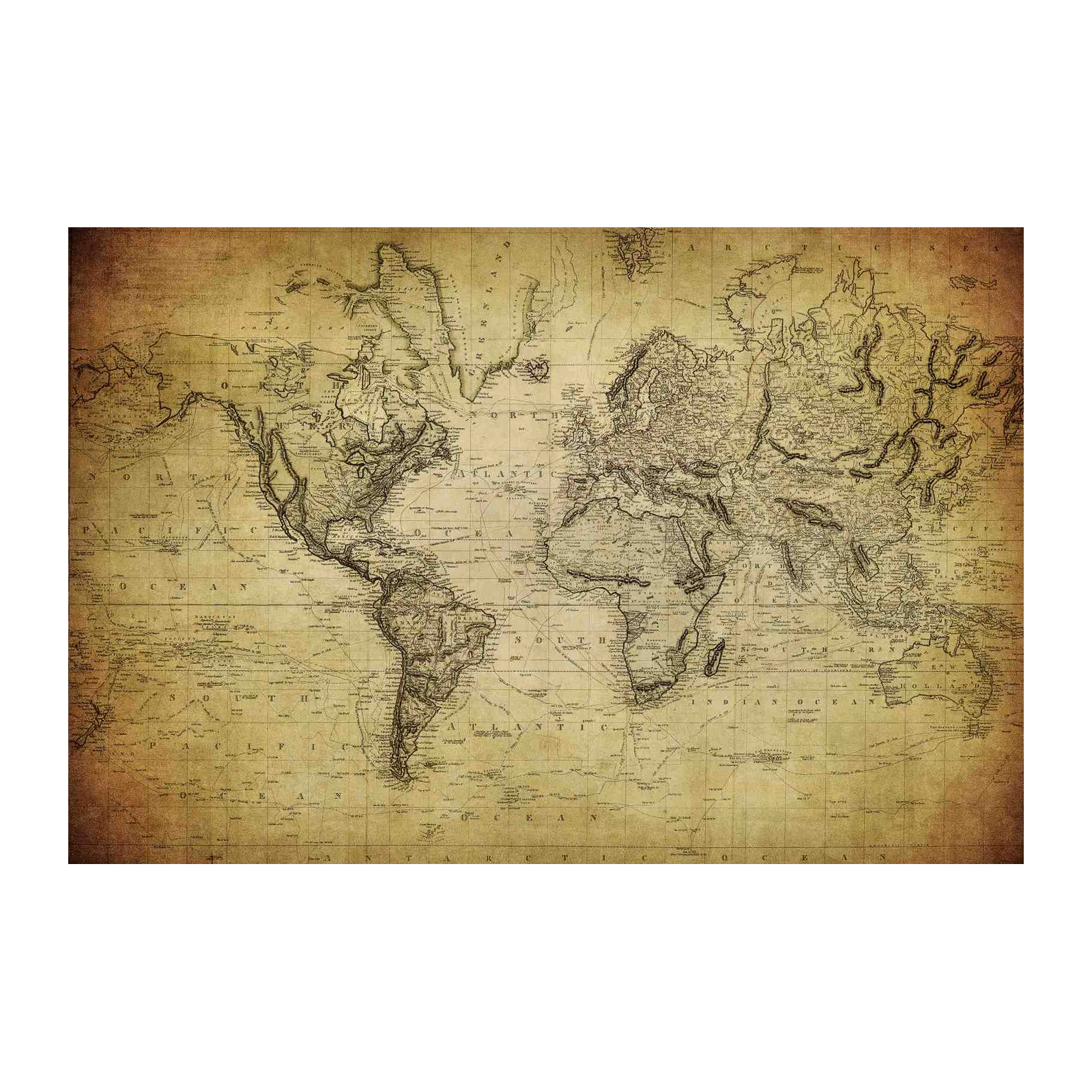 Vintage World Map Explorer Wall Art