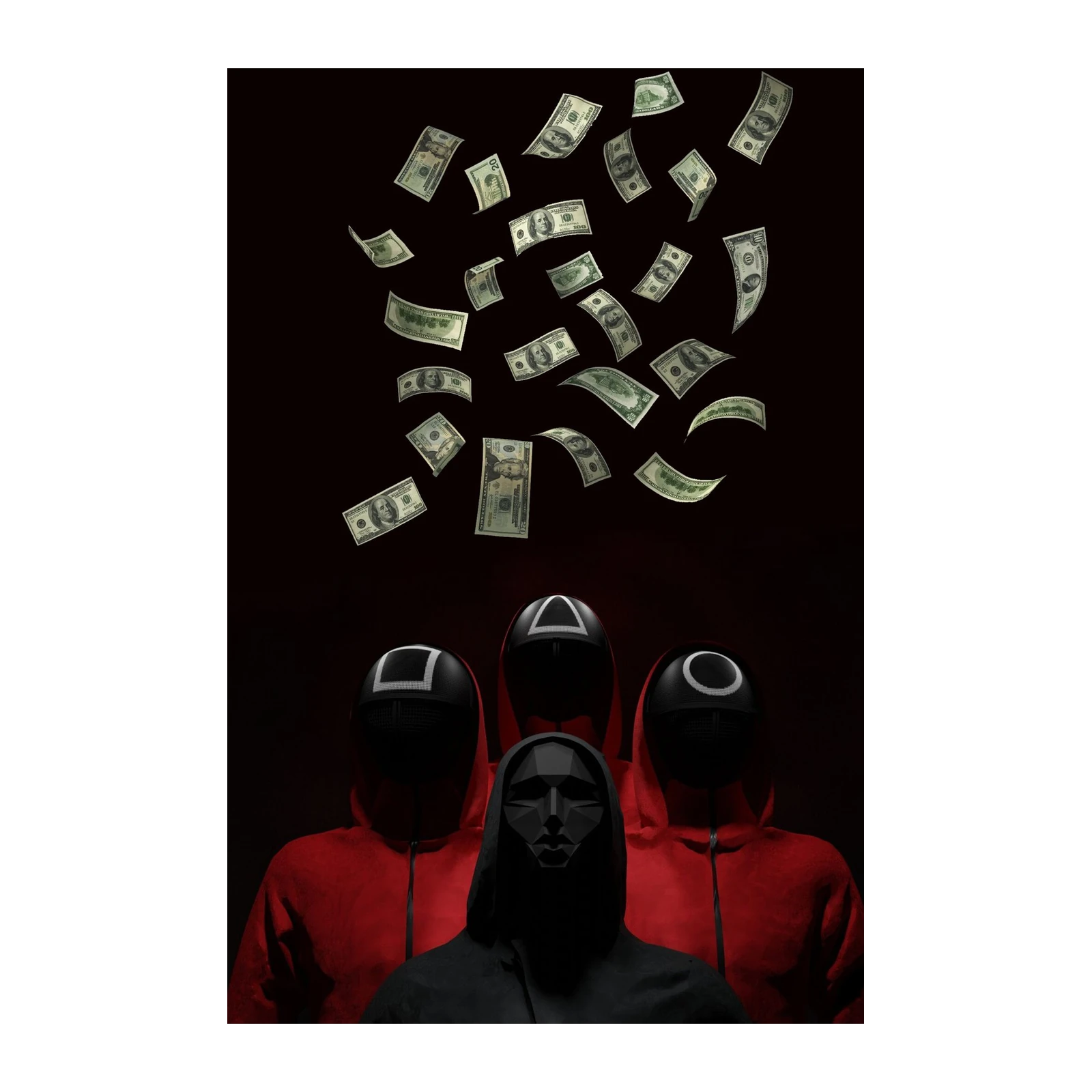 Squid Game Money Rain Wall Art