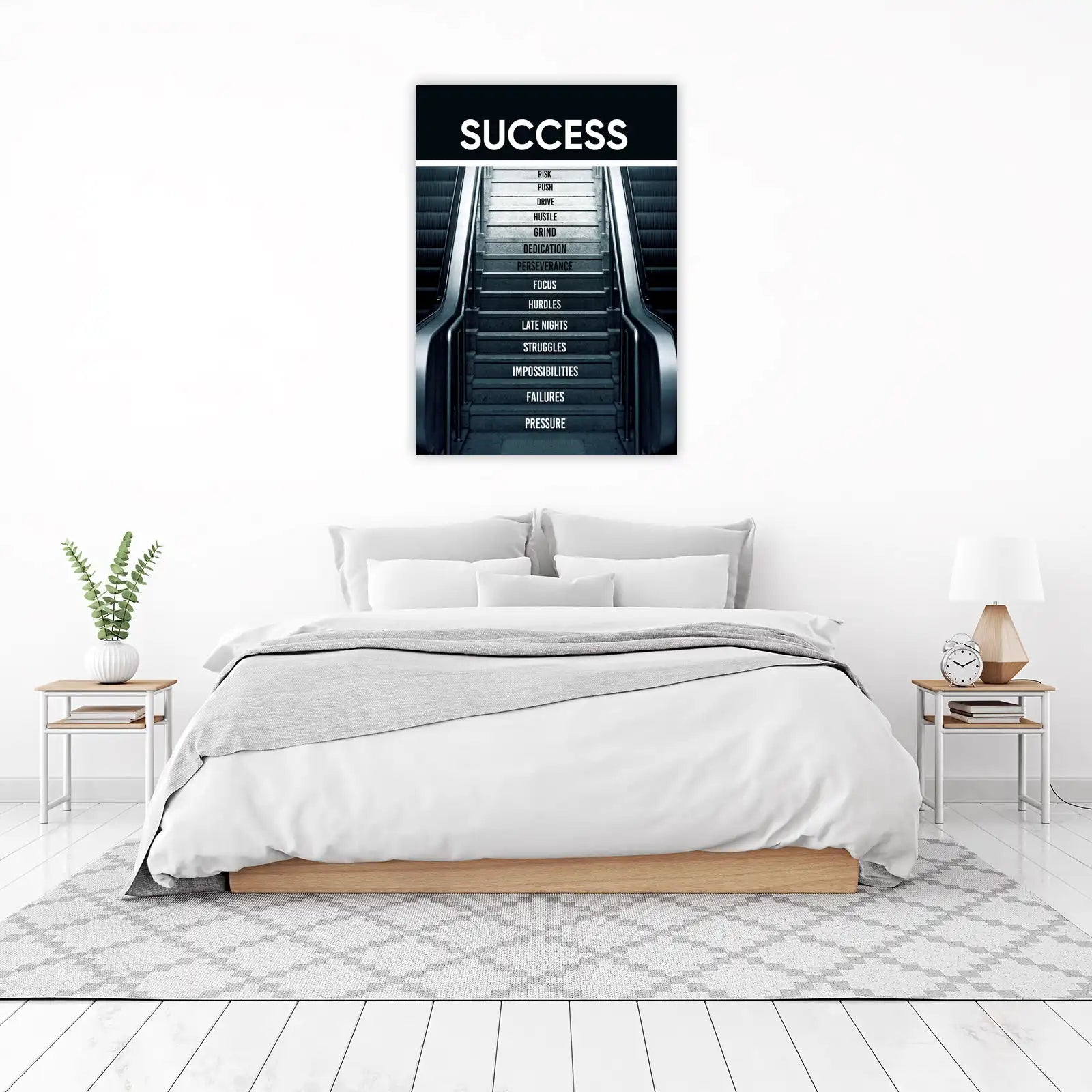 Motivational Success Stairs Wall Art