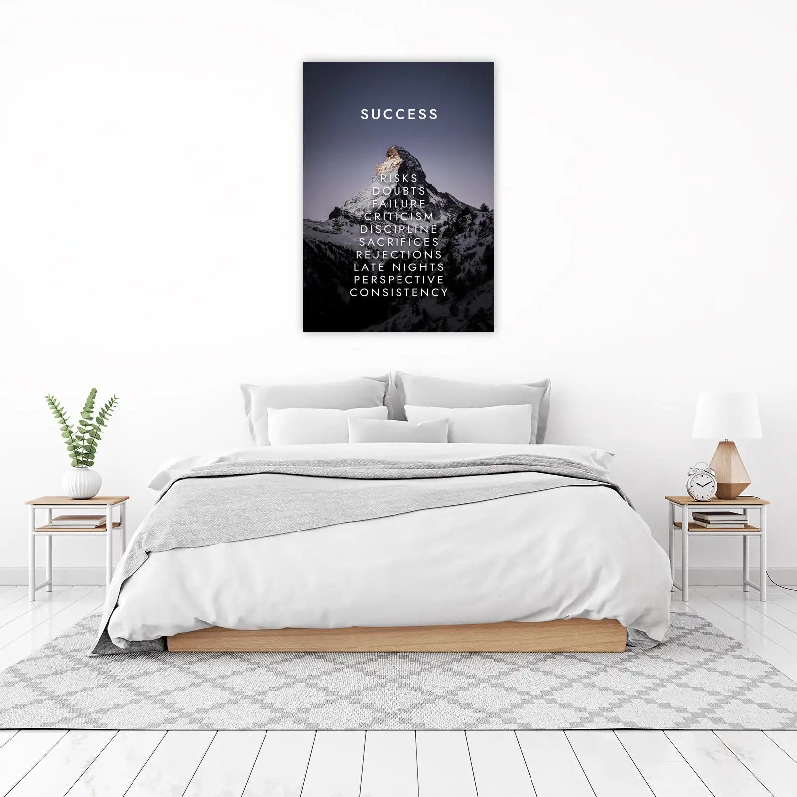 Inspirational Mountain Success Quote Wall Art