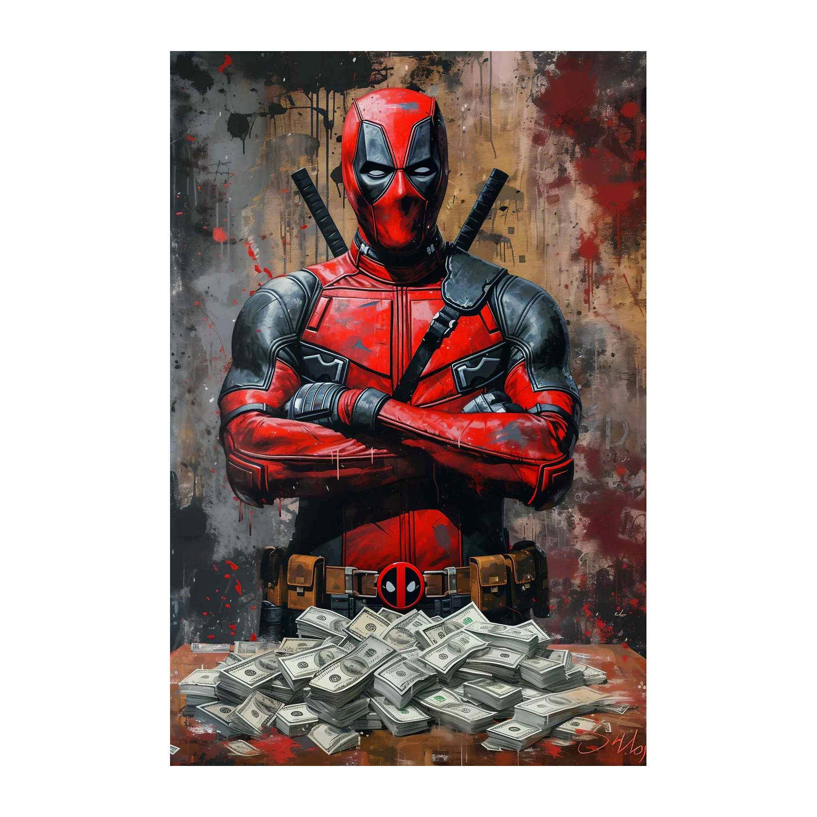 Deadpool with Money Wall Art