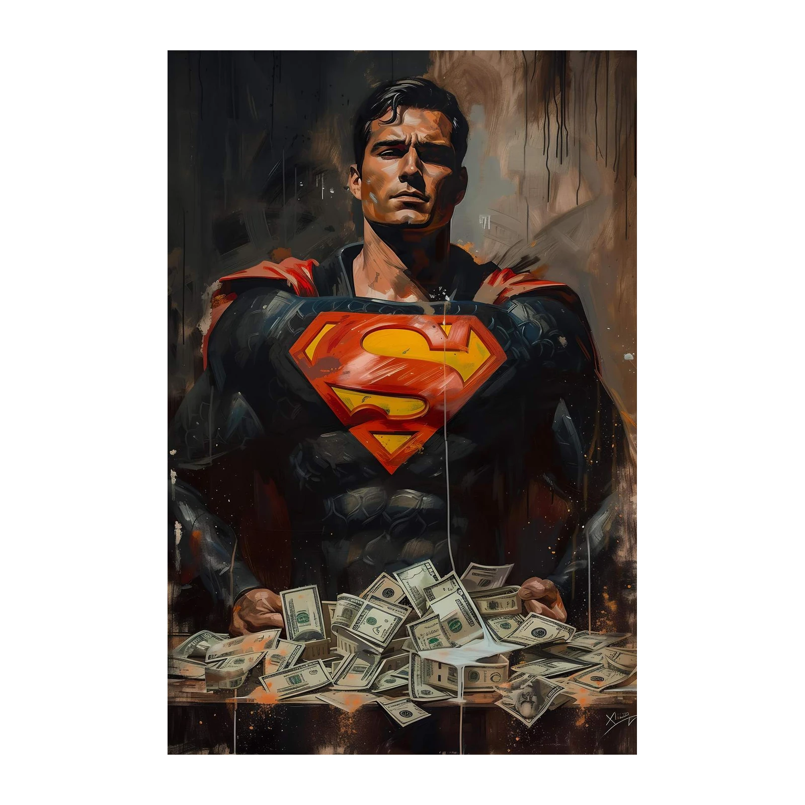 Superman with Money Wall Art