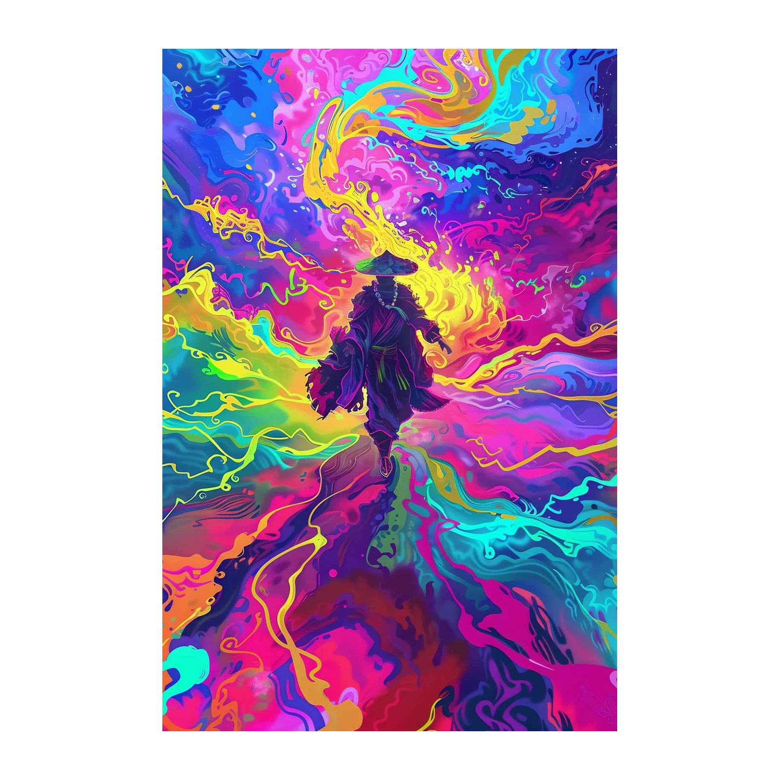 Vibrant Psychedelic Monk Wall Art
