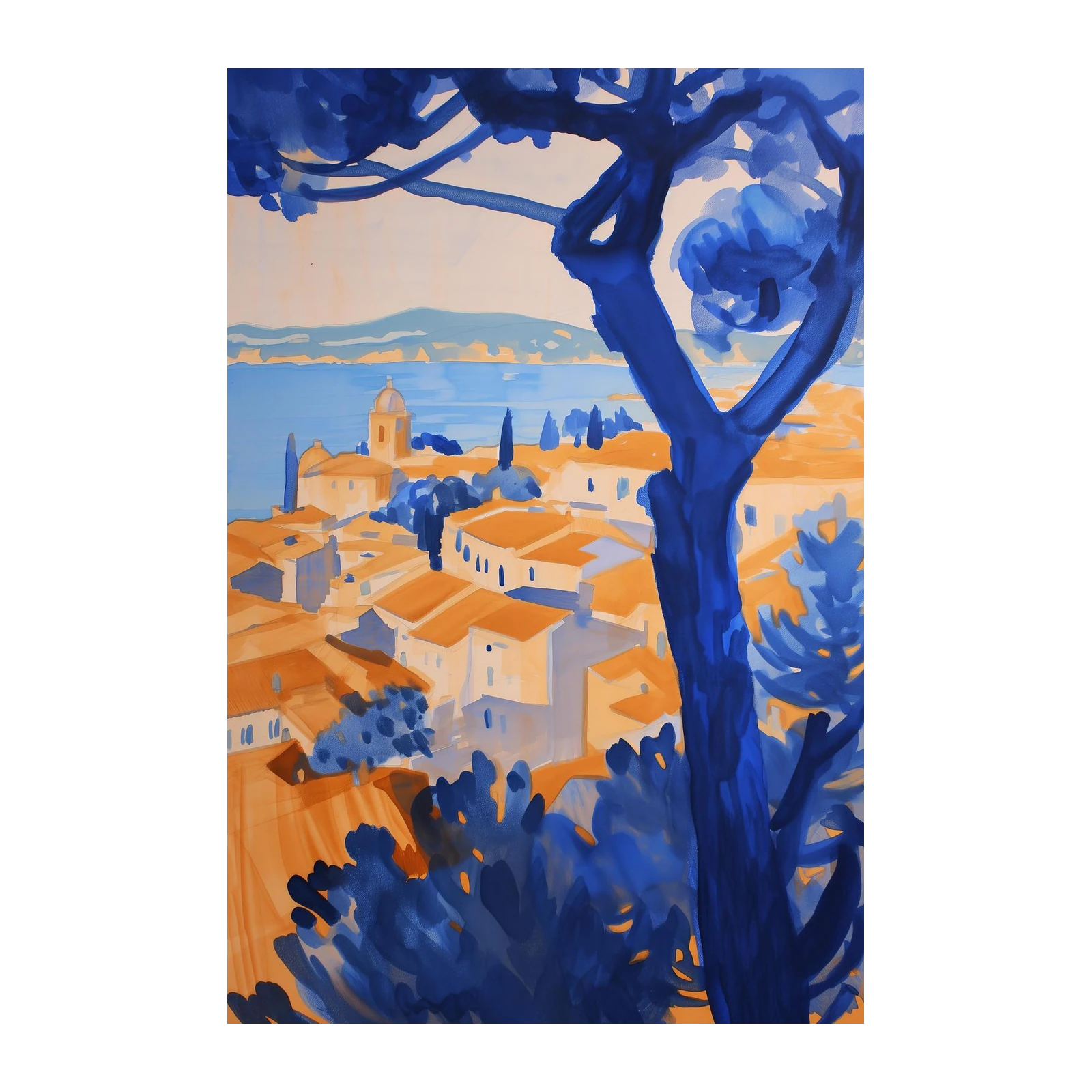 Vibrant Coastal Village Art Wall Art